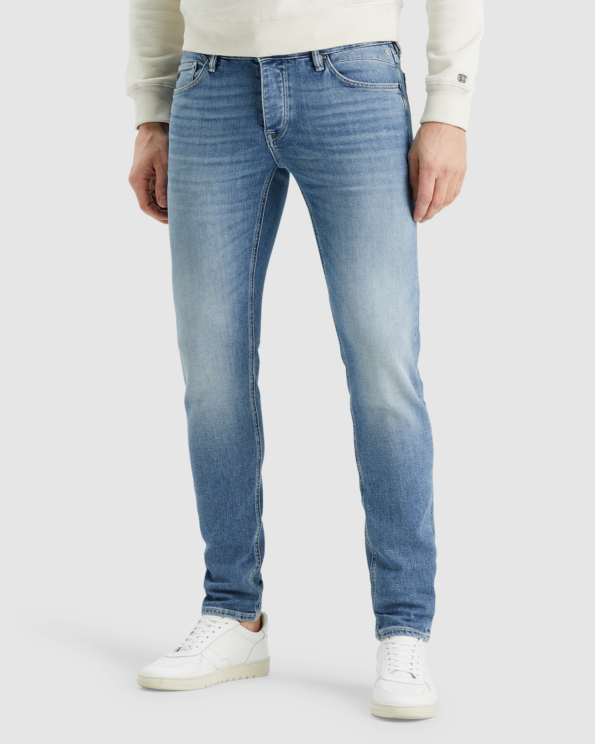Cast Iron Faded Blue Slim Fit Jeans Blue Heren