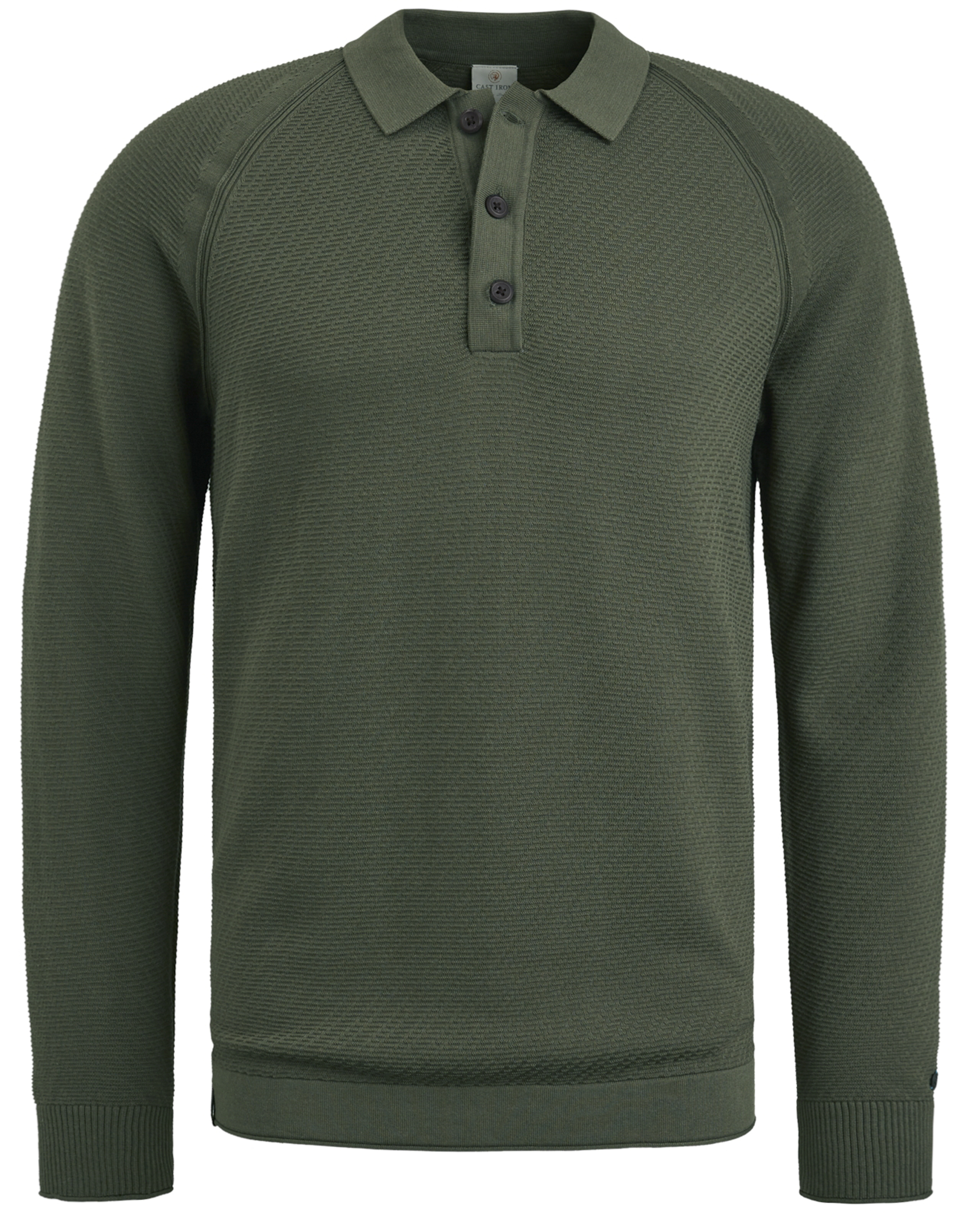 CAST IRON Heren Polo's & T-shirts Long Sleeve Polo Slim Fit Cotton Modal Groen