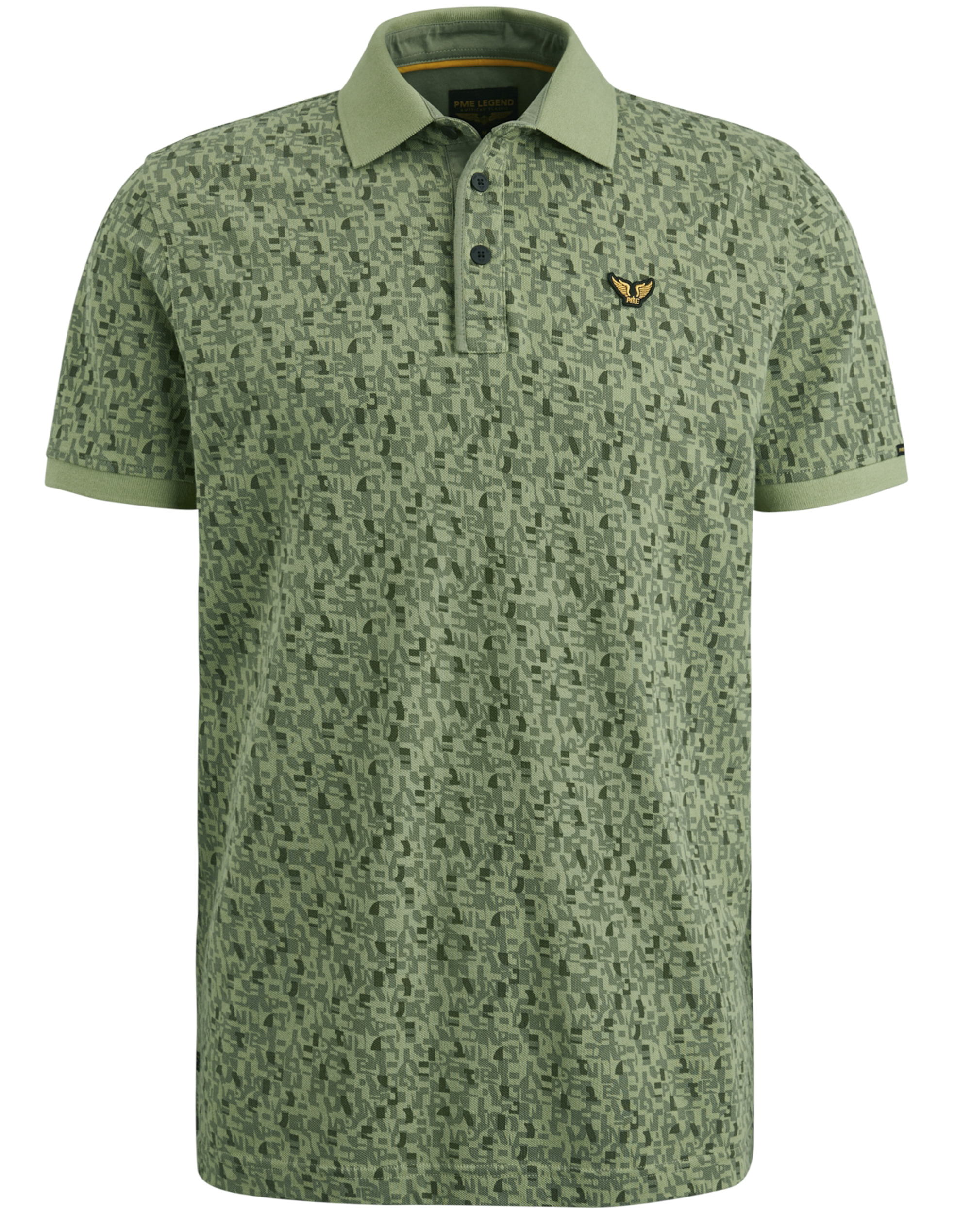 PME LEGEND Heren Polo's & T-shirts Short Sleeve Polo Fine Pique All Over Print Groen