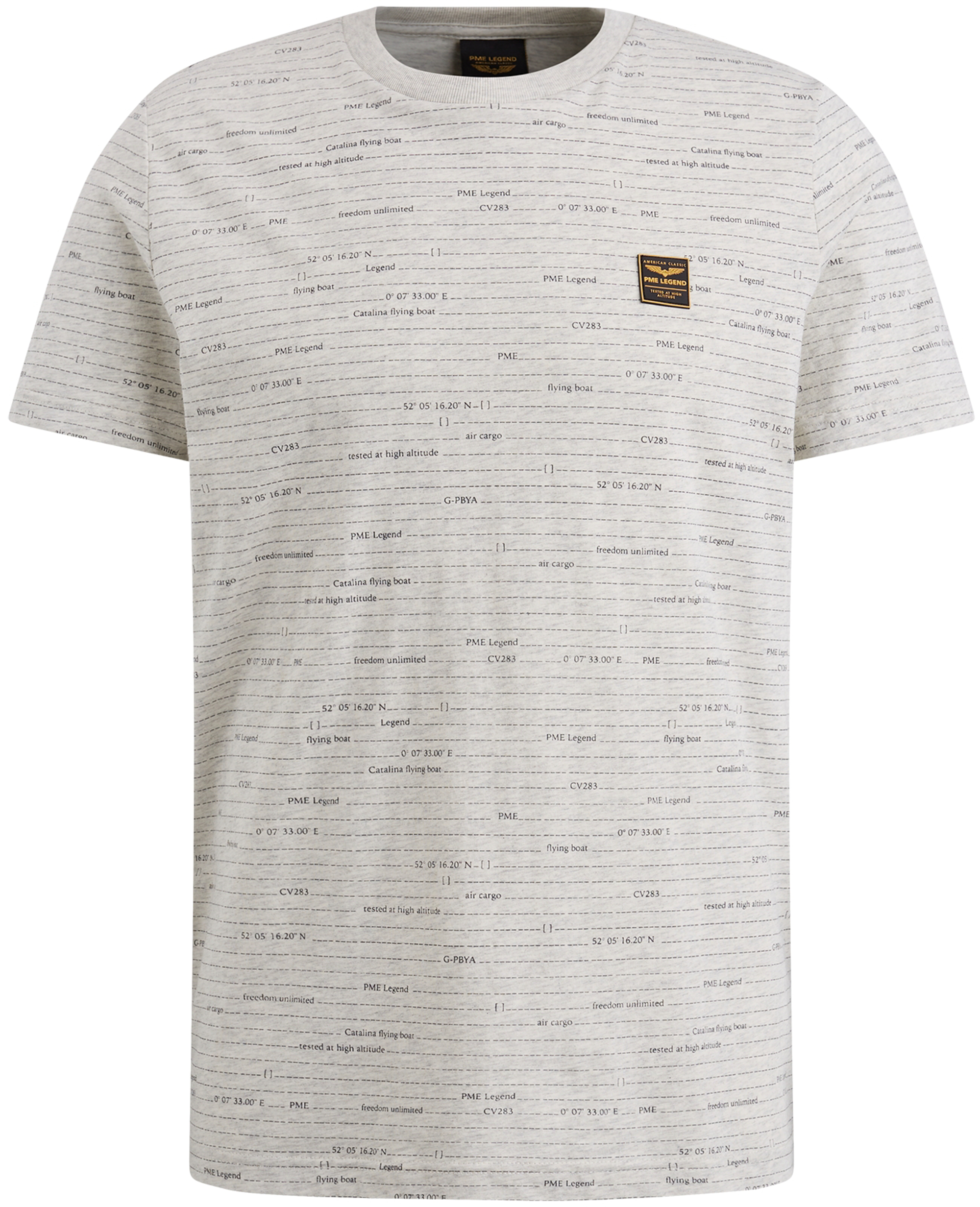 PME LEGEND Heren Polo's & T-shirts Short Sleeve R-neck Single Jersey Melange Lichtgrijs