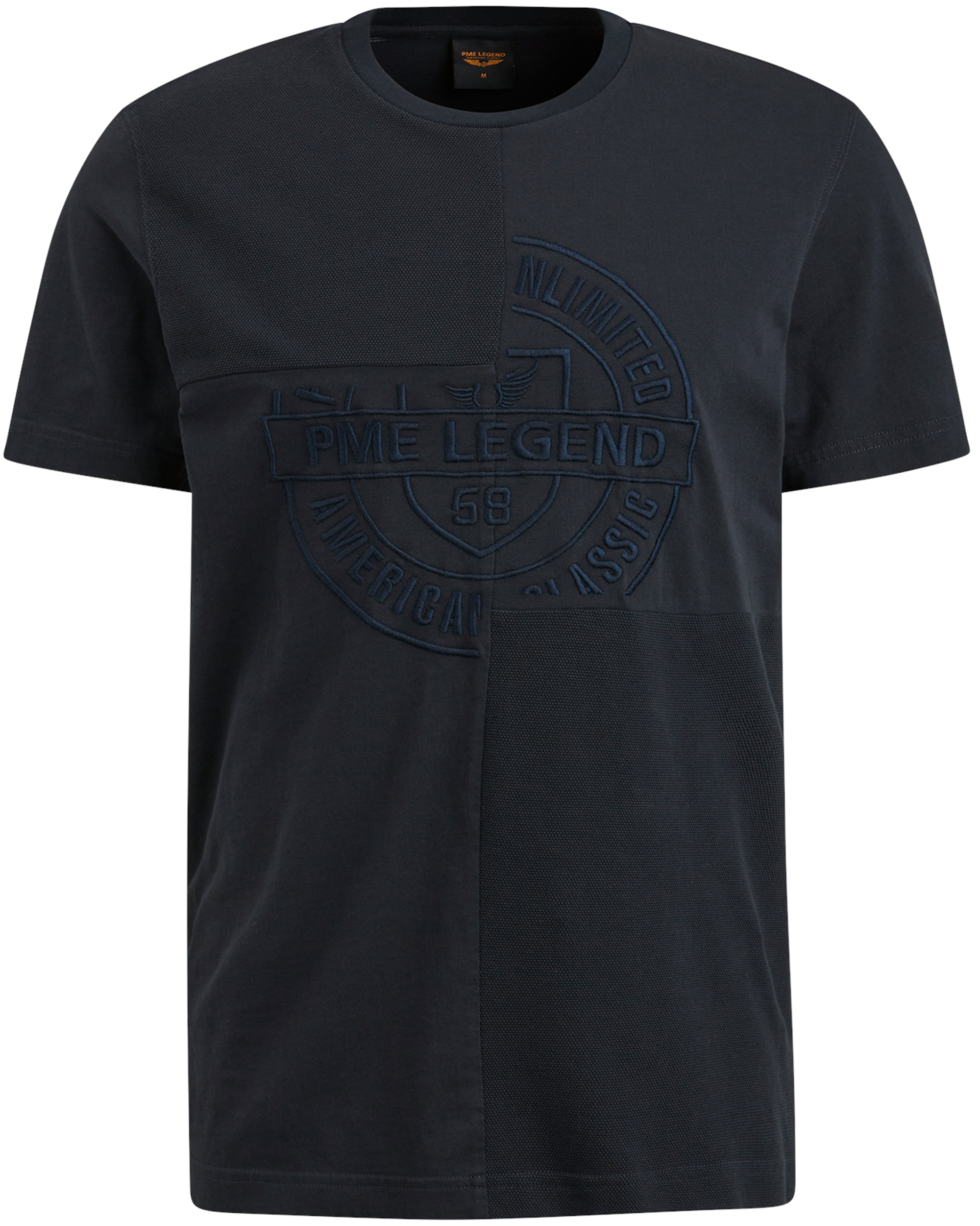 PME LEGEND Heren Polo's & T-shirts Short Sleeve R-neck Play Mix Pique Blauw