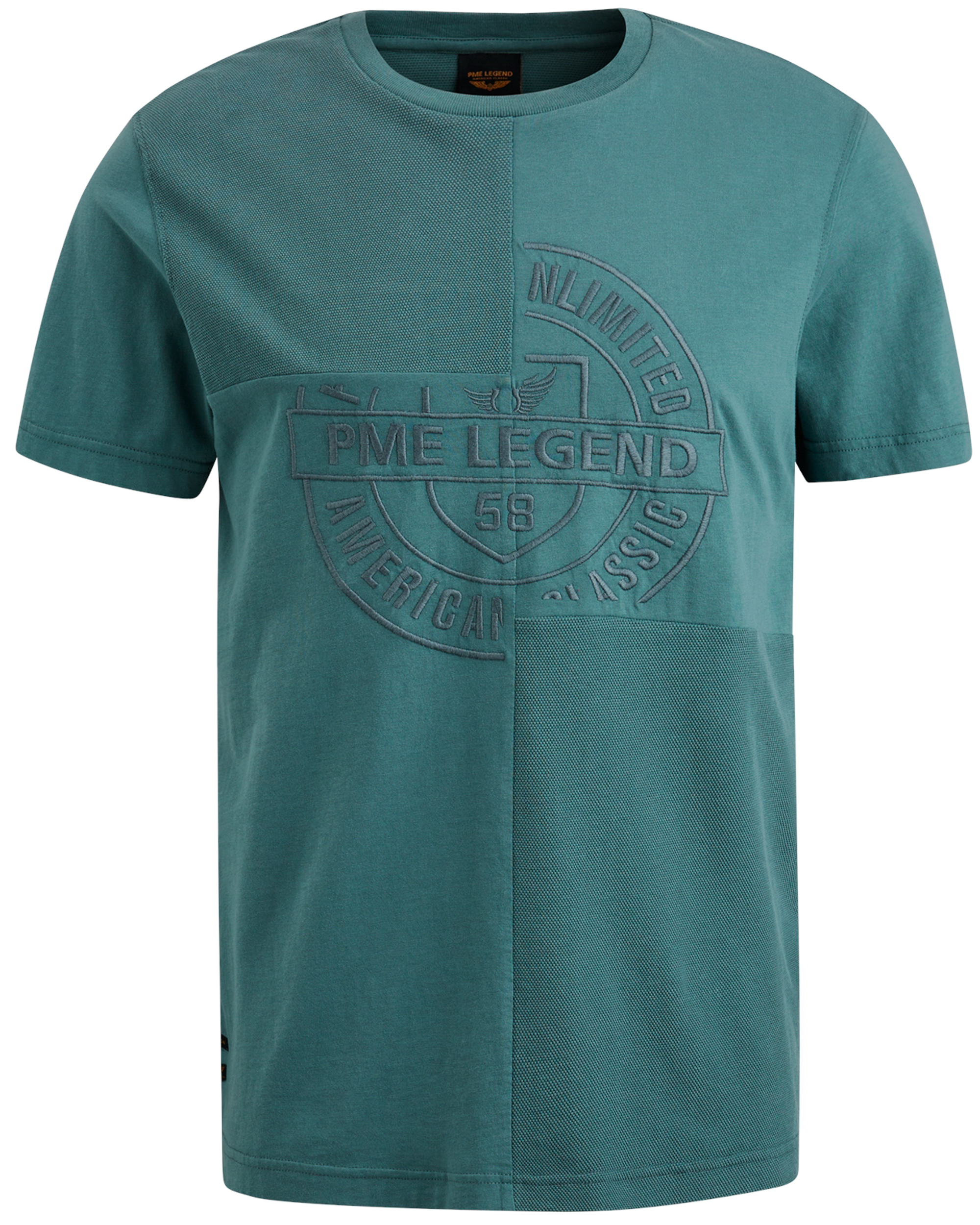PME LEGEND Heren Polo's & T-shirts Short Sleeve R-neck Play Mix Pique Groen