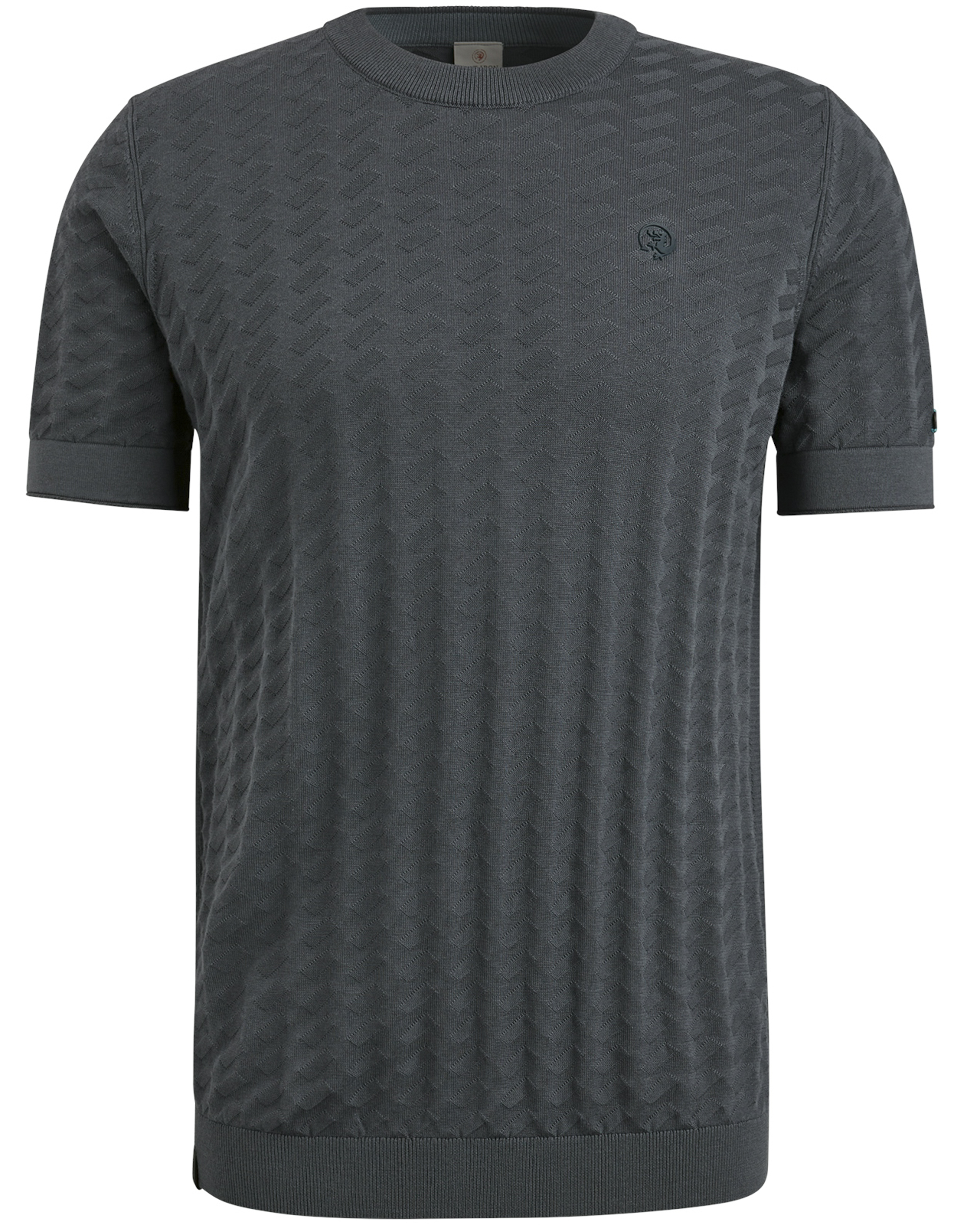 Cast Iron fijngebreid T-shirt met logo grijs