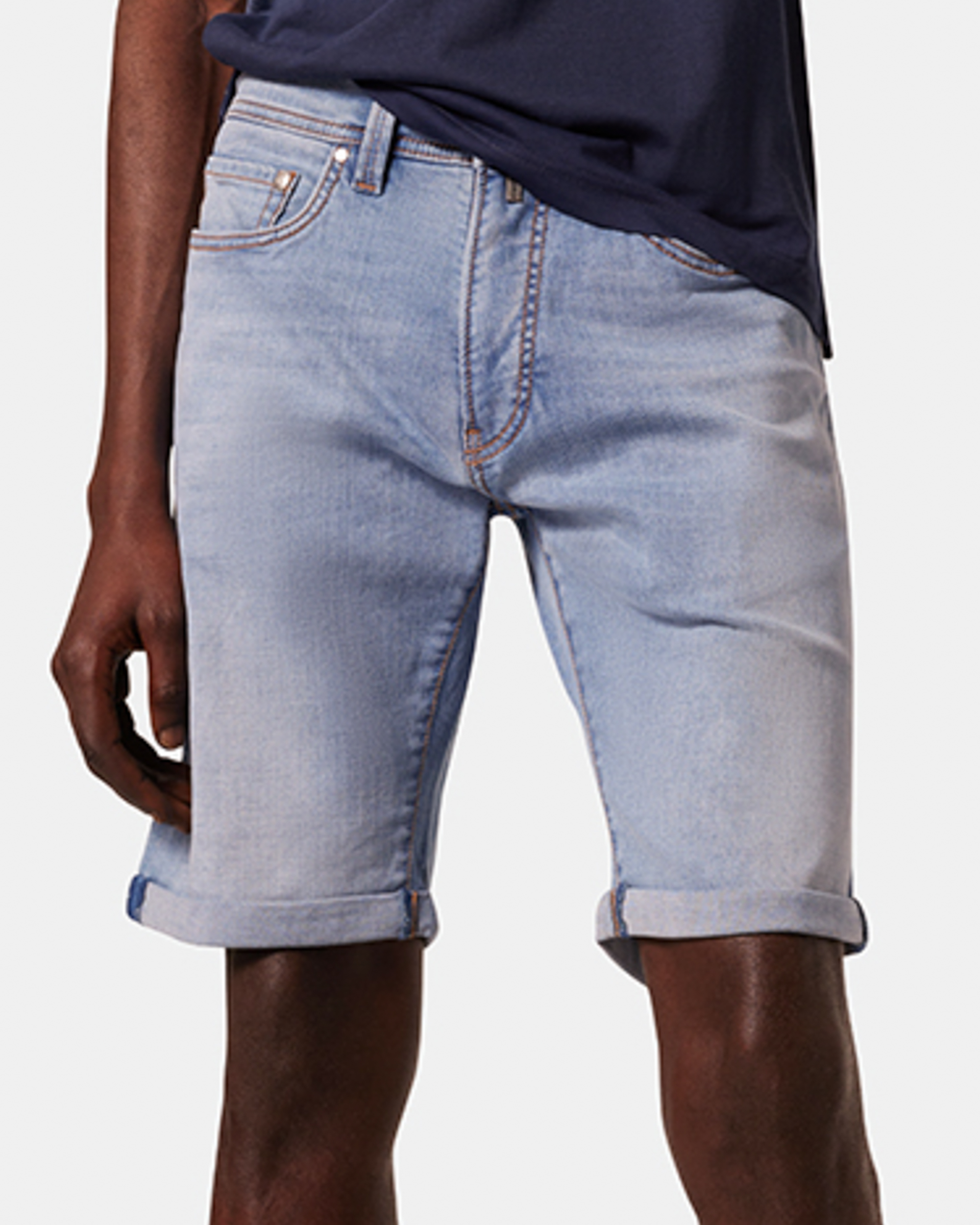Pierre Cardin Lichtblauwe Shorts 5-Pocket Model Blue Heren