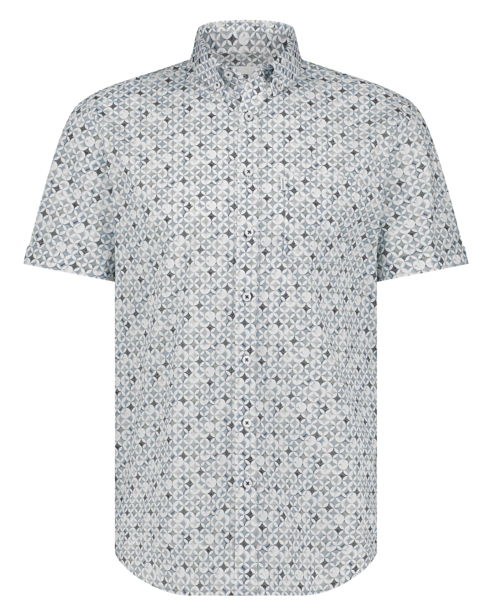 State of Art regular fit overhemd met all over print wit.grijsblauw