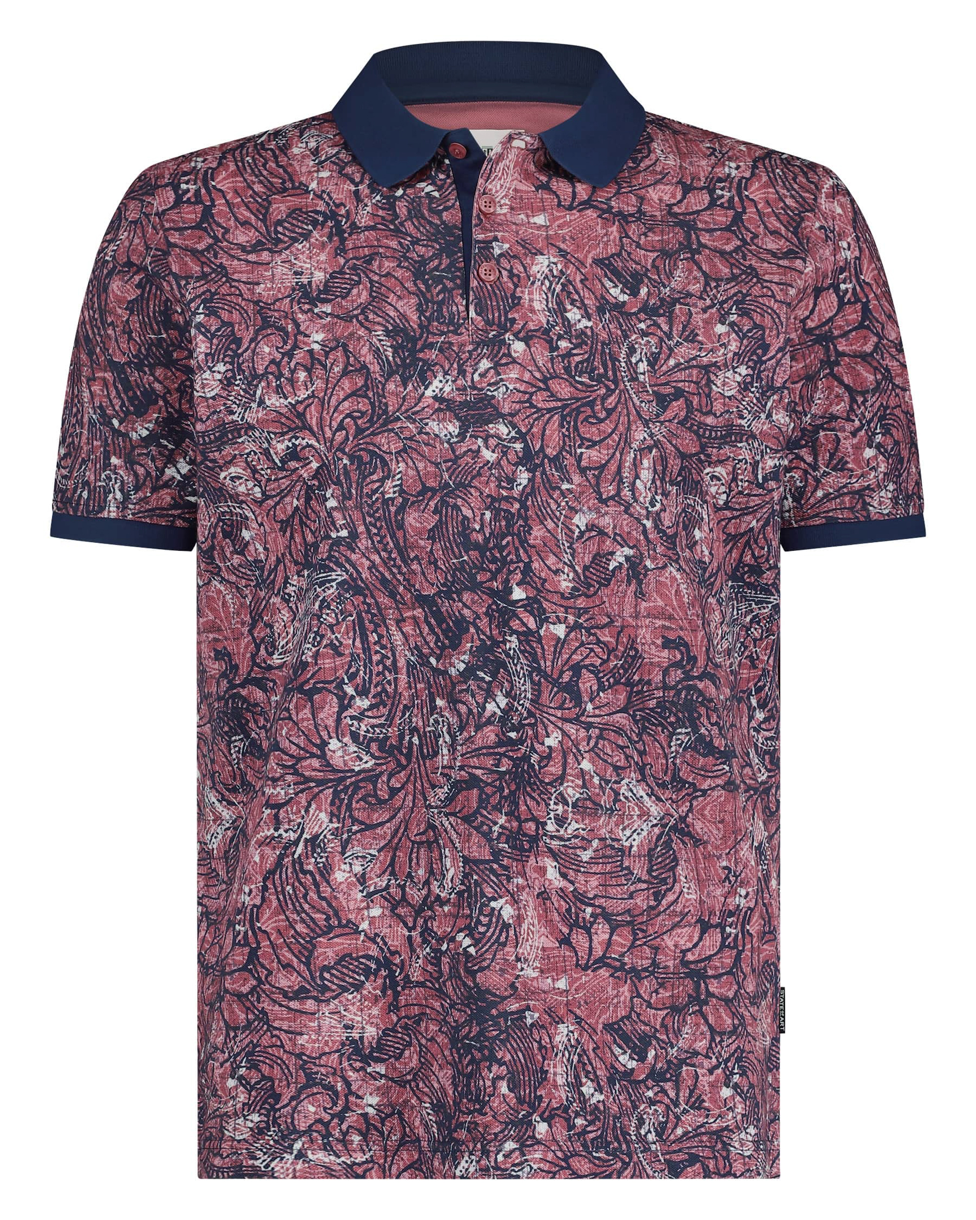 State of Art regular fit polo met all over print blauw