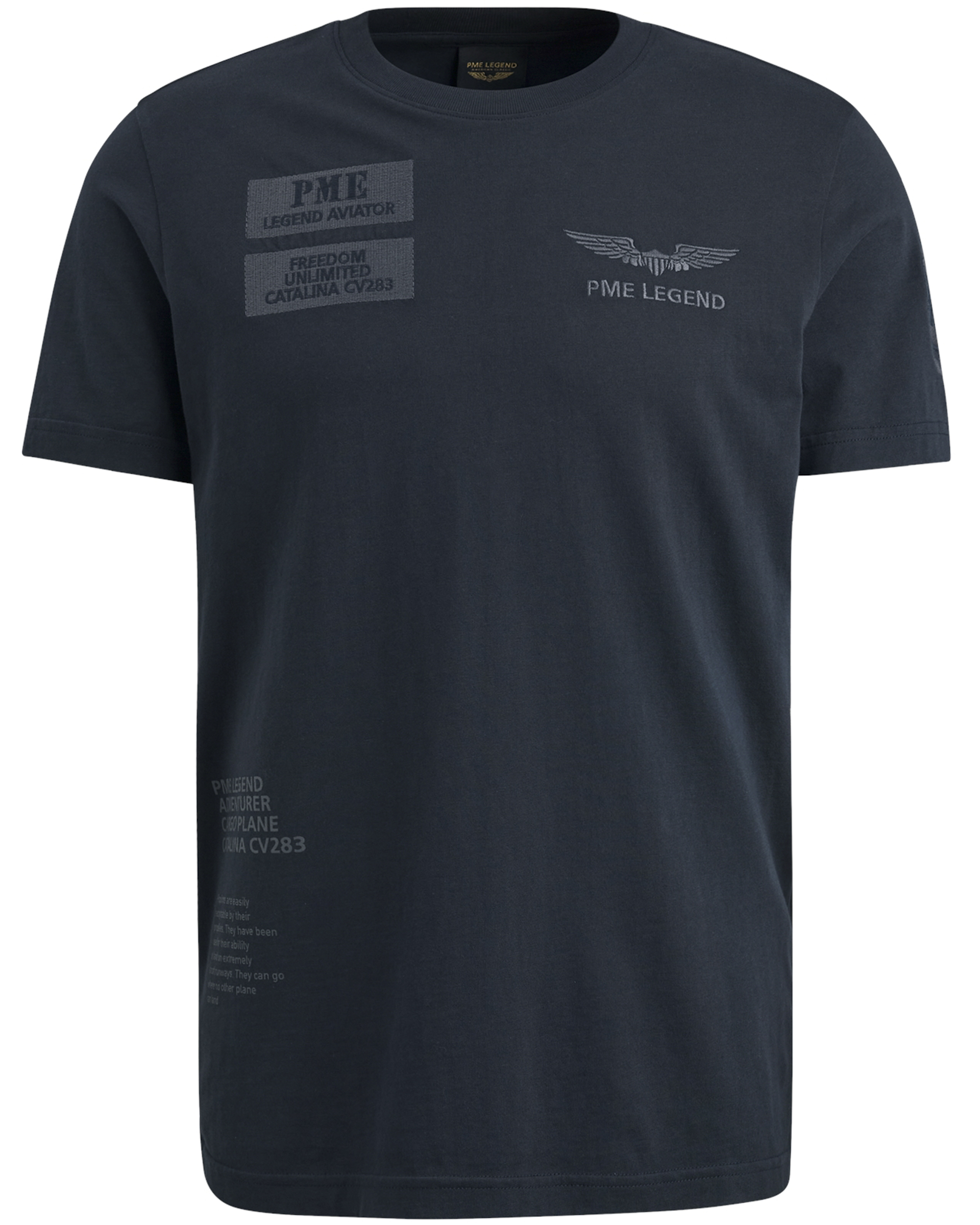 PME LEGEND Heren Polo's & T-shirts Short Sleeve R-neck Single Jersey Blauw