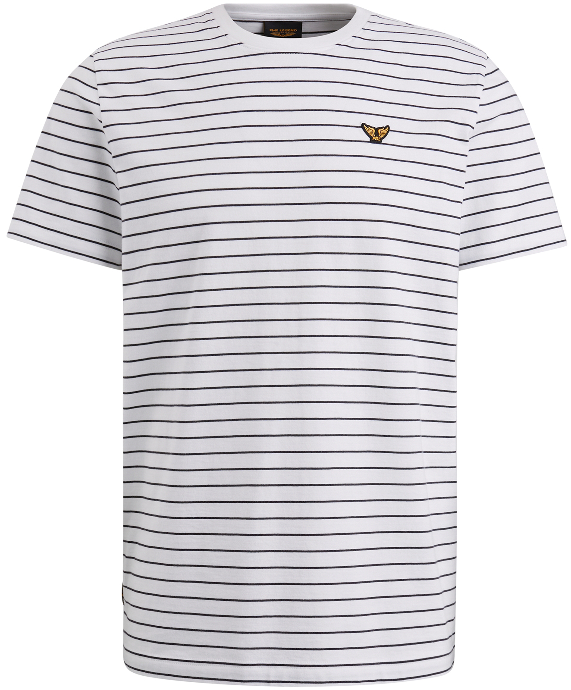 PME LEGEND Heren Polo's & T-shirts Short Sleeve R-neck Yarn Dyed Stripe Jersey Ecru