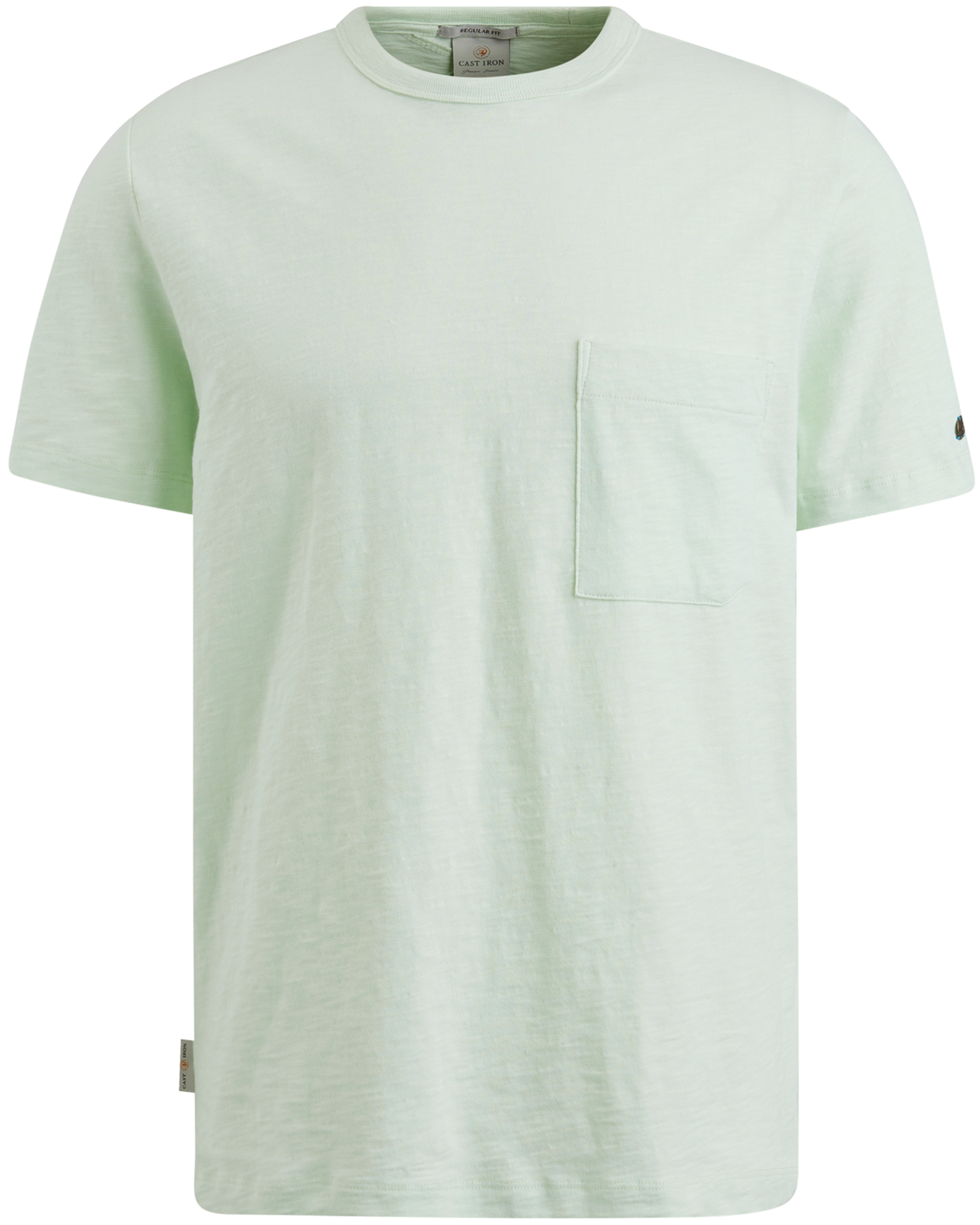 CAST IRON Heren Polo's & T-shirts Short Sleeve R-neck Regular Fit Cotton Slub Groen