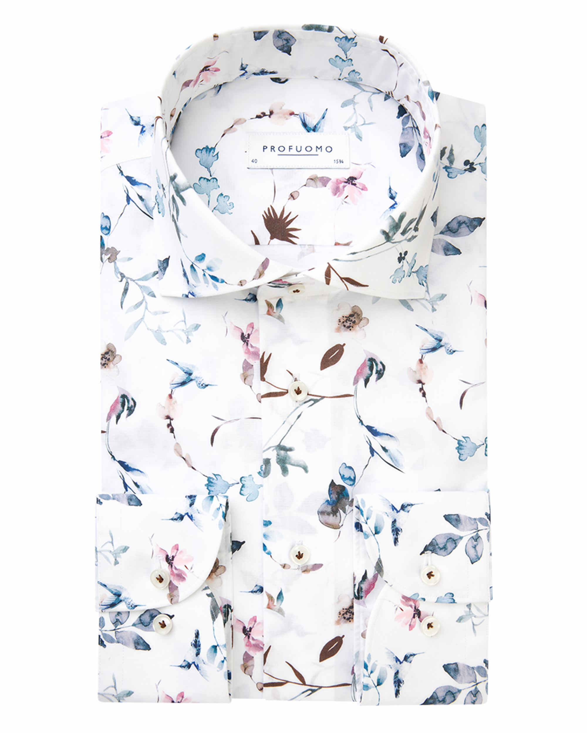 Profuomo Slim fit zakelijk overhemd met all-over bloemenprint