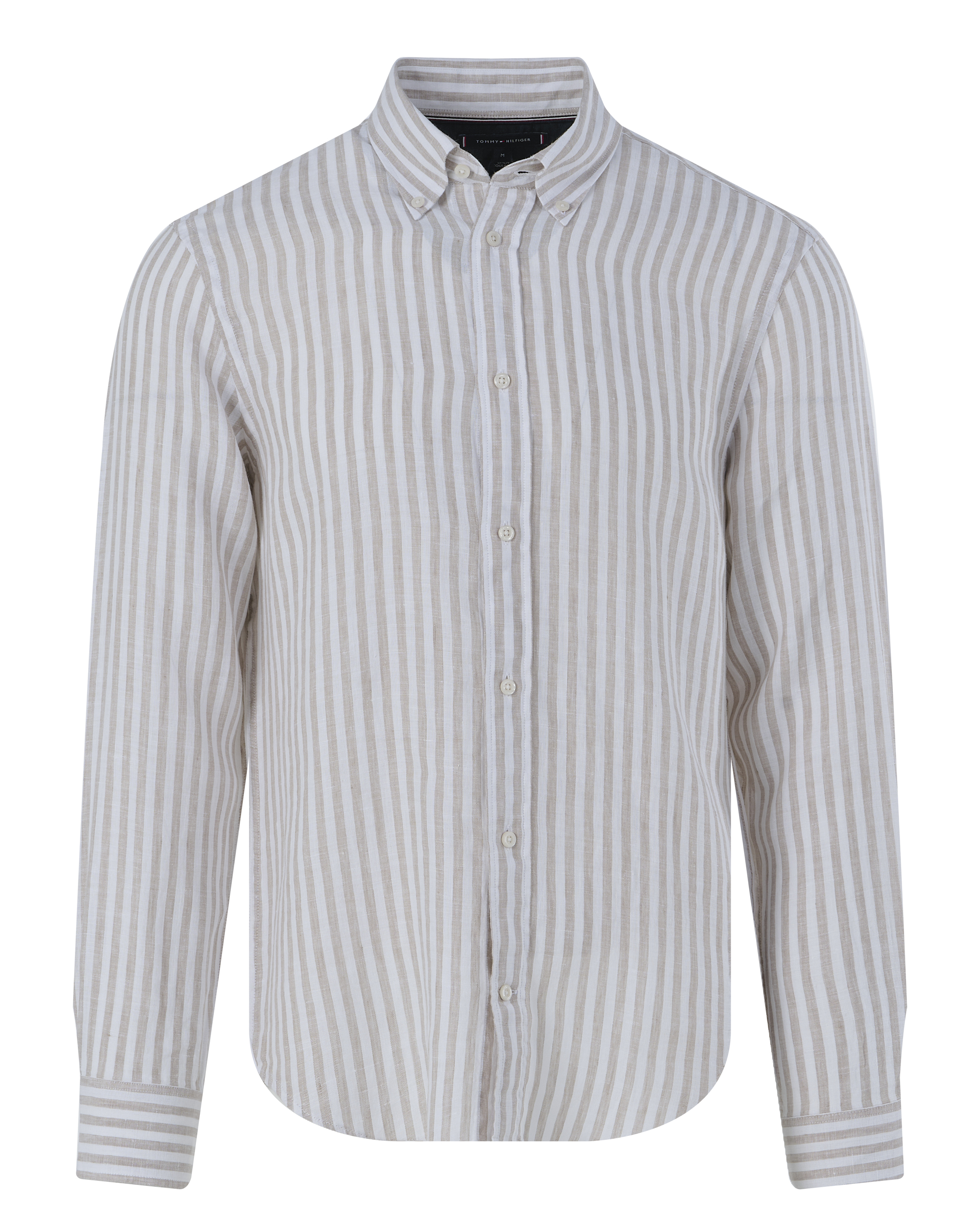 TOMMY HILFIGER Heren Overhemden Dc Bold Linen Stripe Shirt Beige