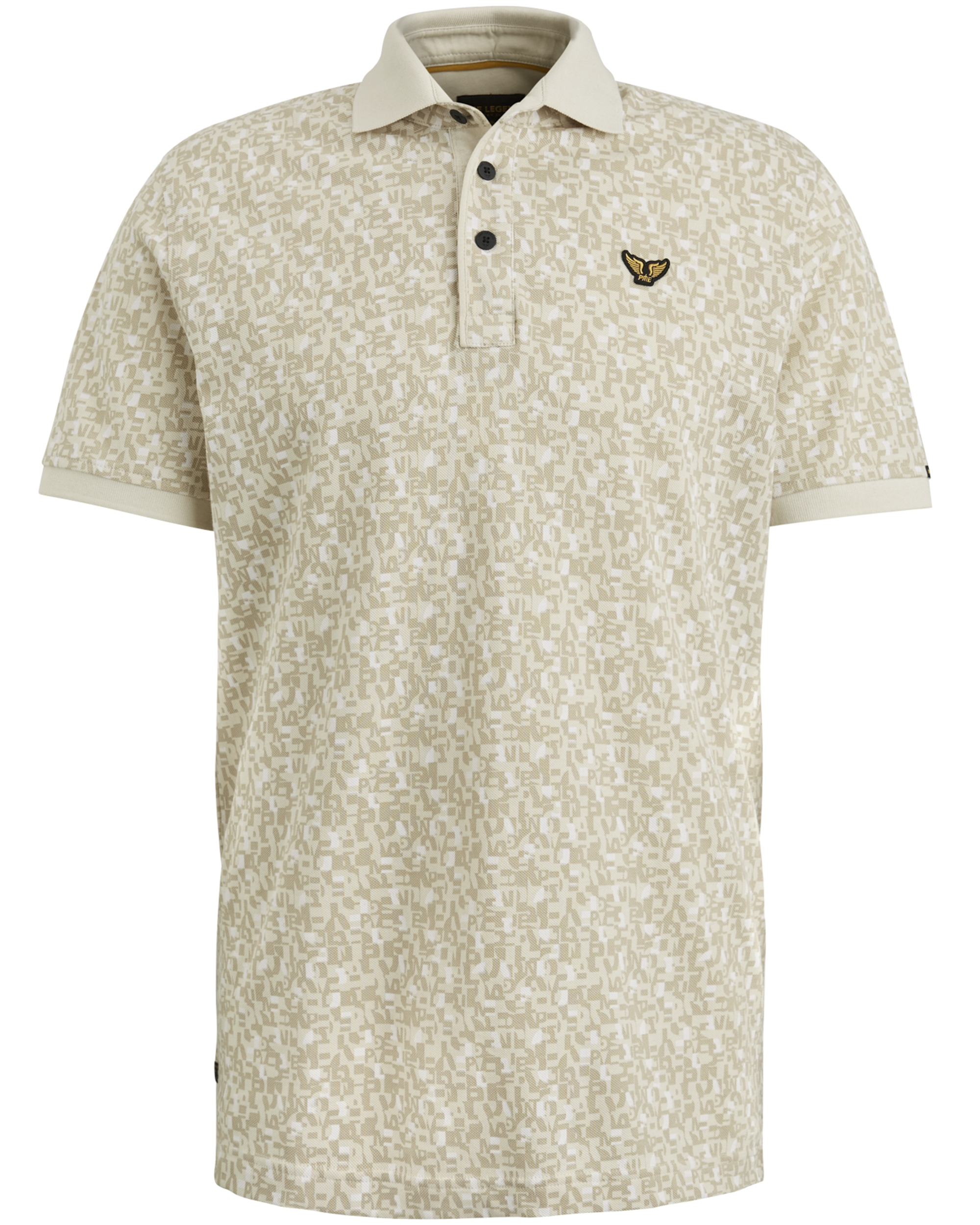 PME LEGEND Heren Polo's & T-shirts Short Sleeve Polo Fine Pique All Over Print Beige