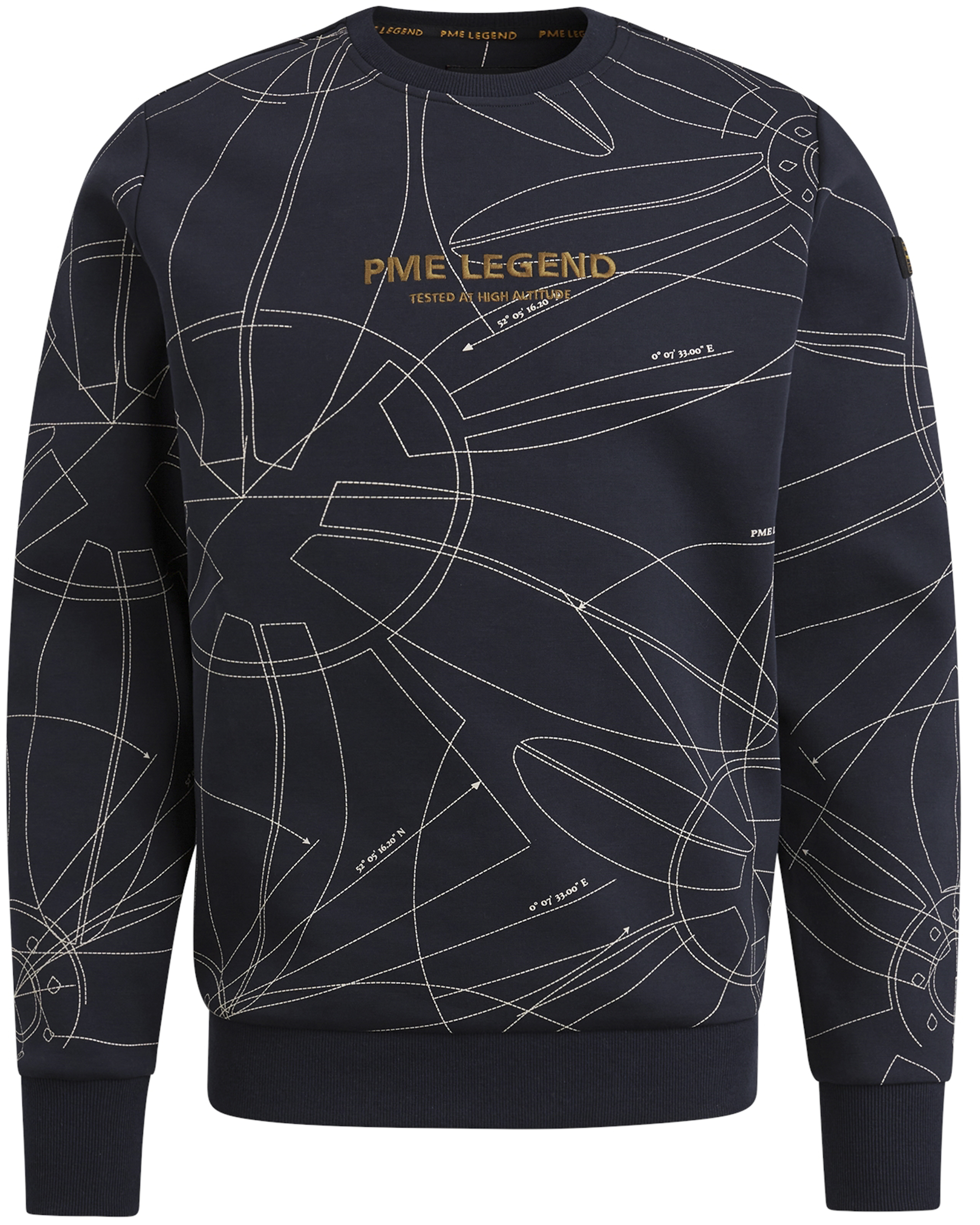 PME Legend sweater met all over print donkerblauw