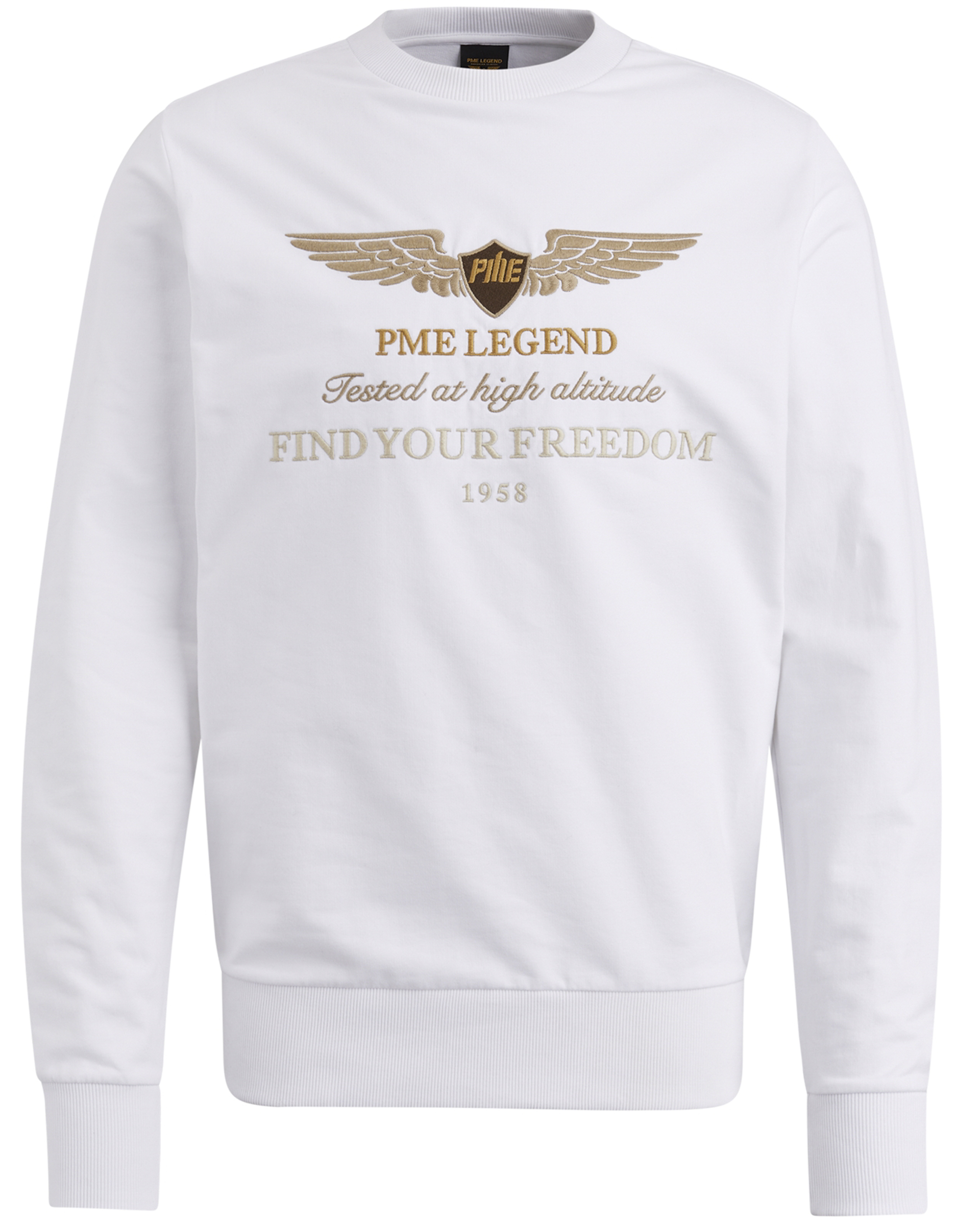 PME Legend sweater met printopdruk wit