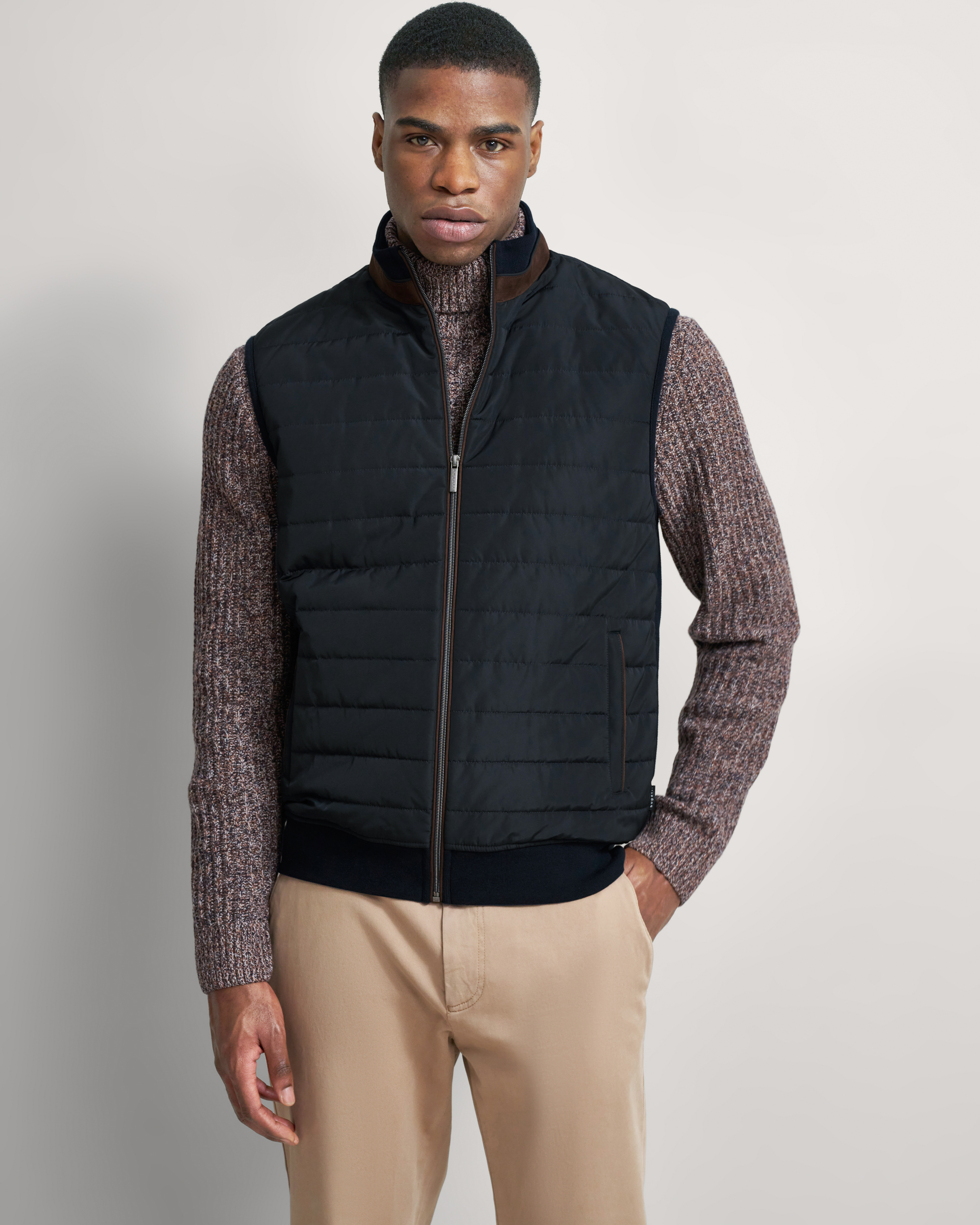 Bugatti Sweatvest met materialenmix