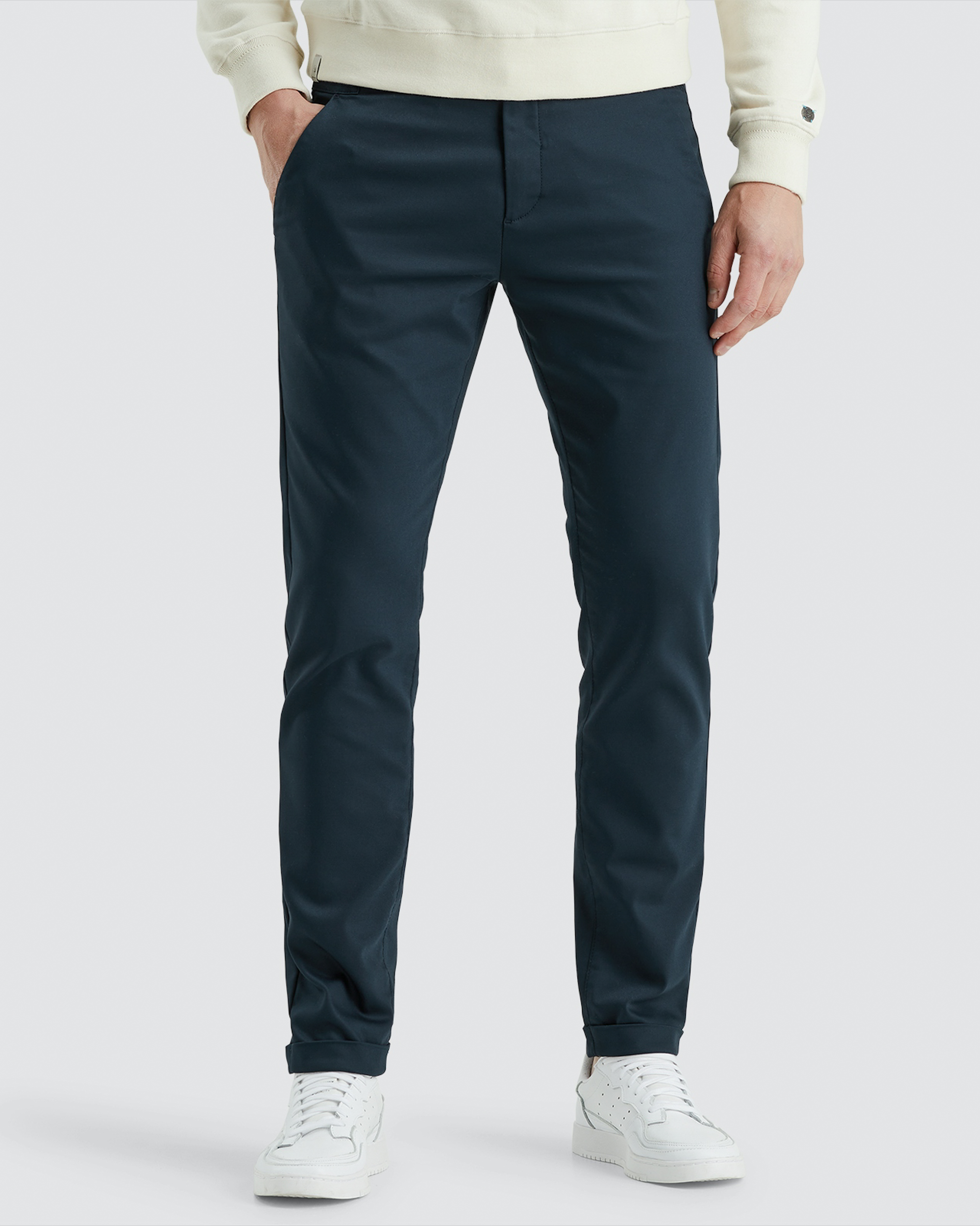 Cast Iron Chino Riser Stretch Broek Blue Heren