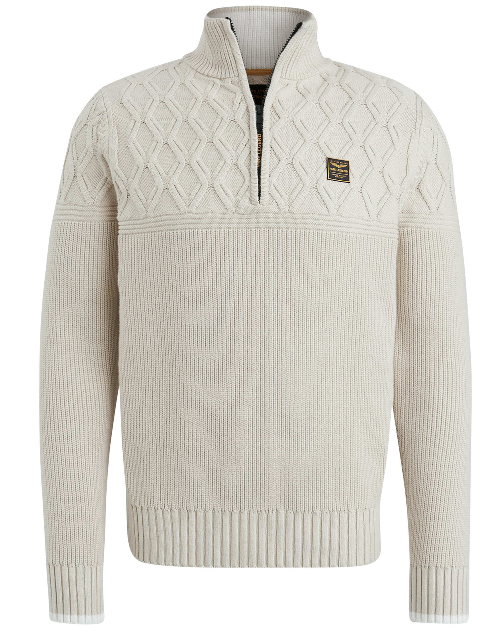 PME LEGEND Heren Truien & Vesten Half Zip Collar Cotton Mix Yarn Beige