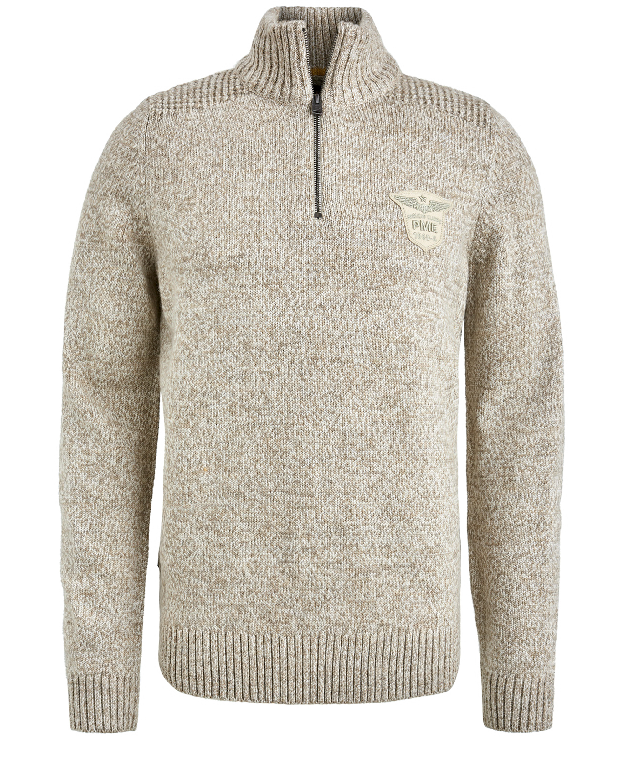 PME Legend Zware Gebreide Pullover R-Hals Trui Beige Heren