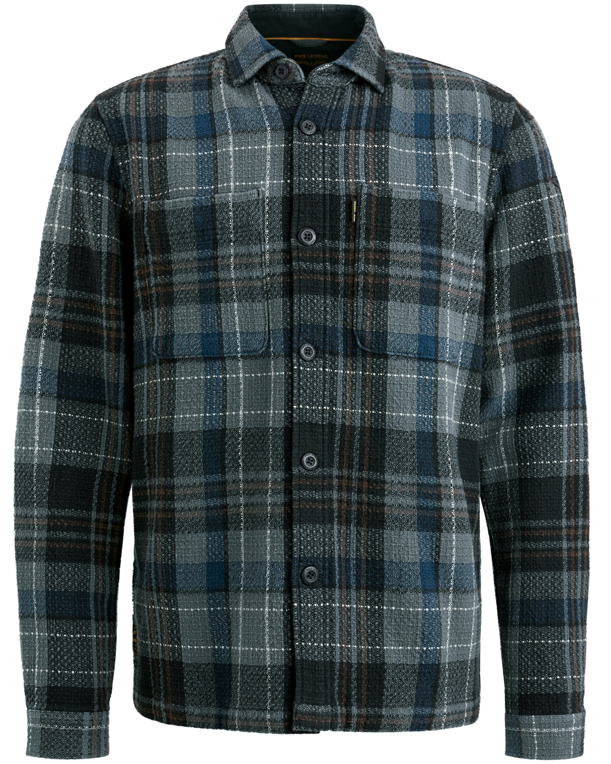 PME LEGEND Heren Overhemden Long Sleeve Shirt Dobby Mattweave Antraciet