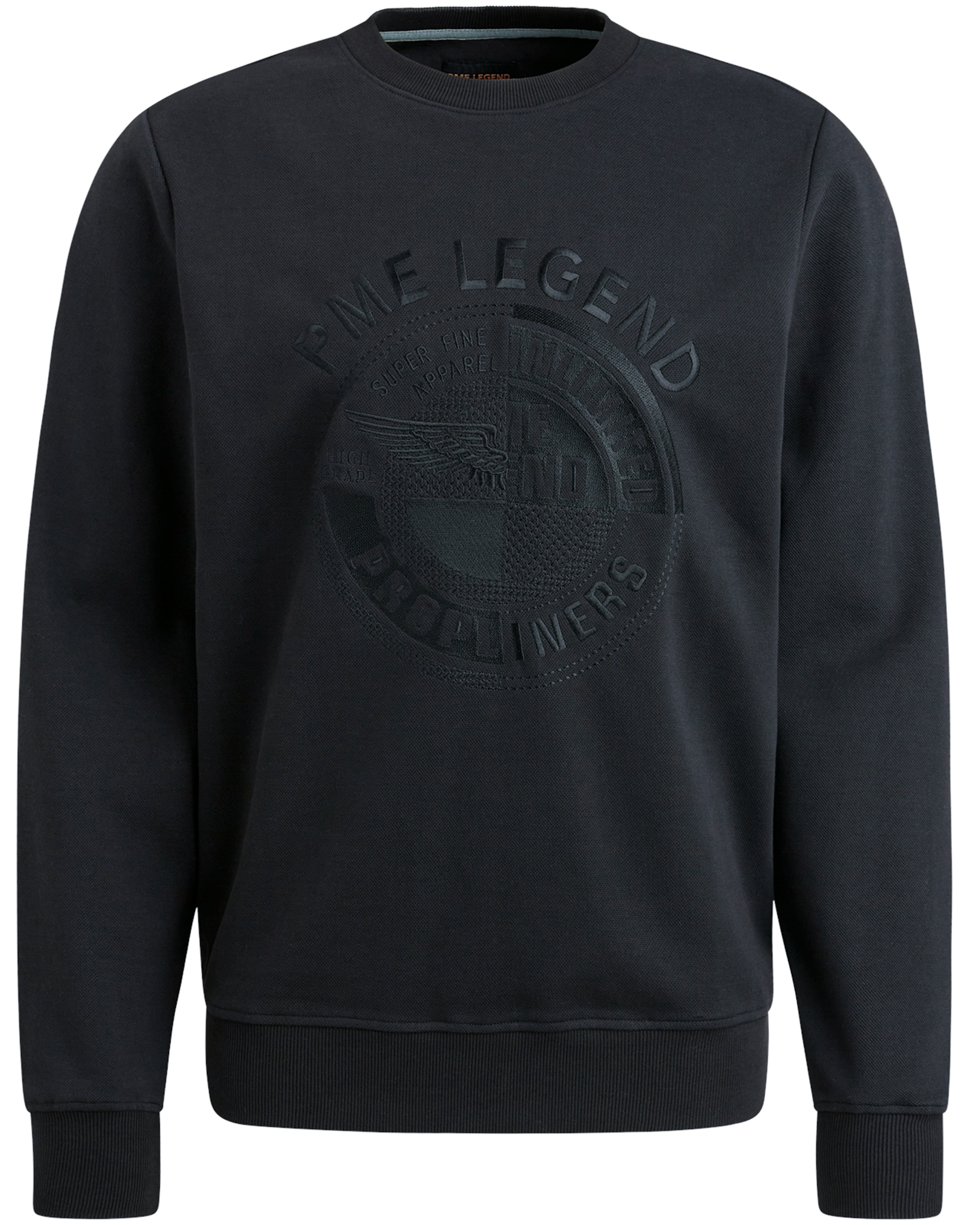 PME Legend Crewneck Pique Double Face Sweatshirt Black Heren