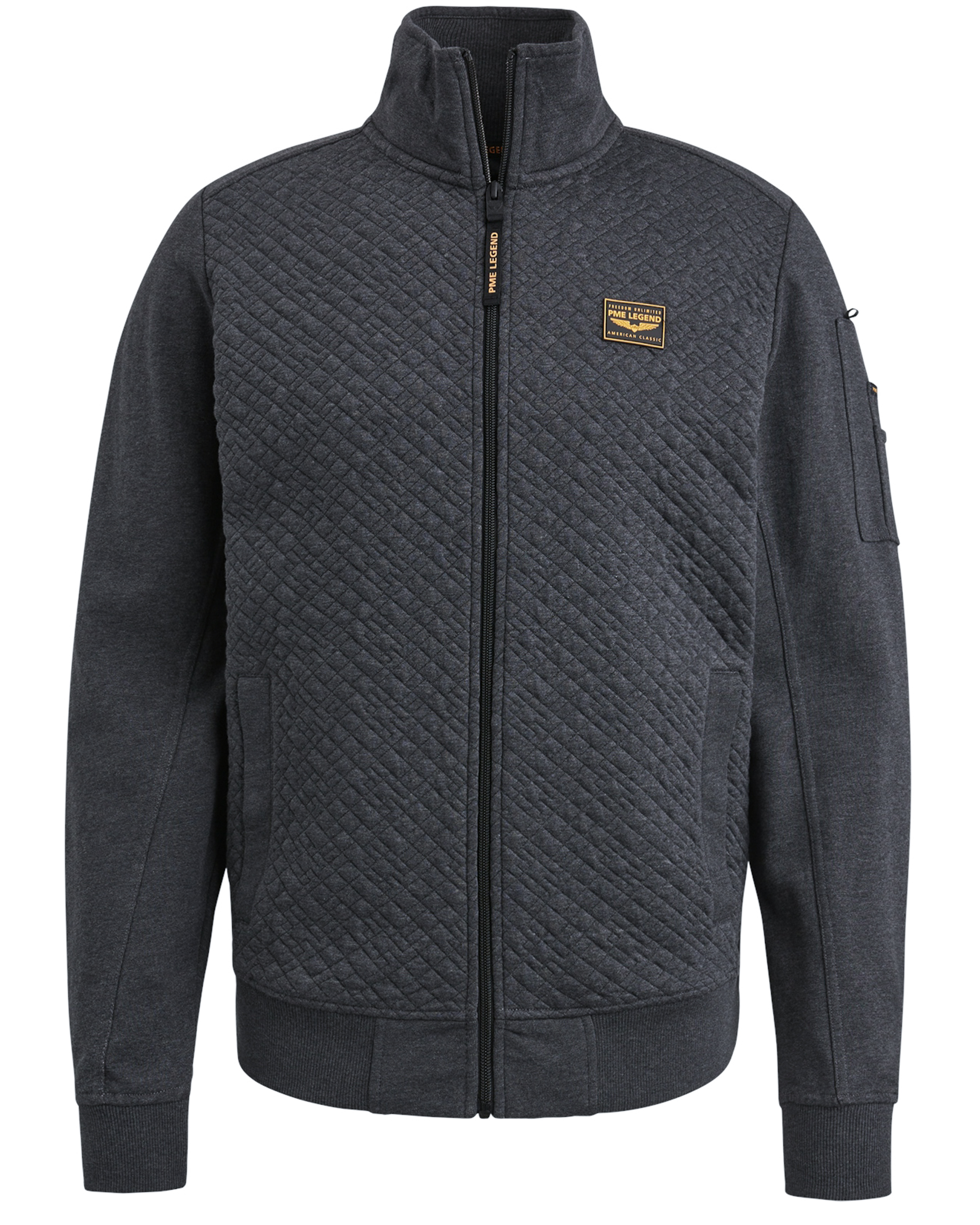 PME Legend Jacquard Interlock Rits Jas Sweater Gray Heren