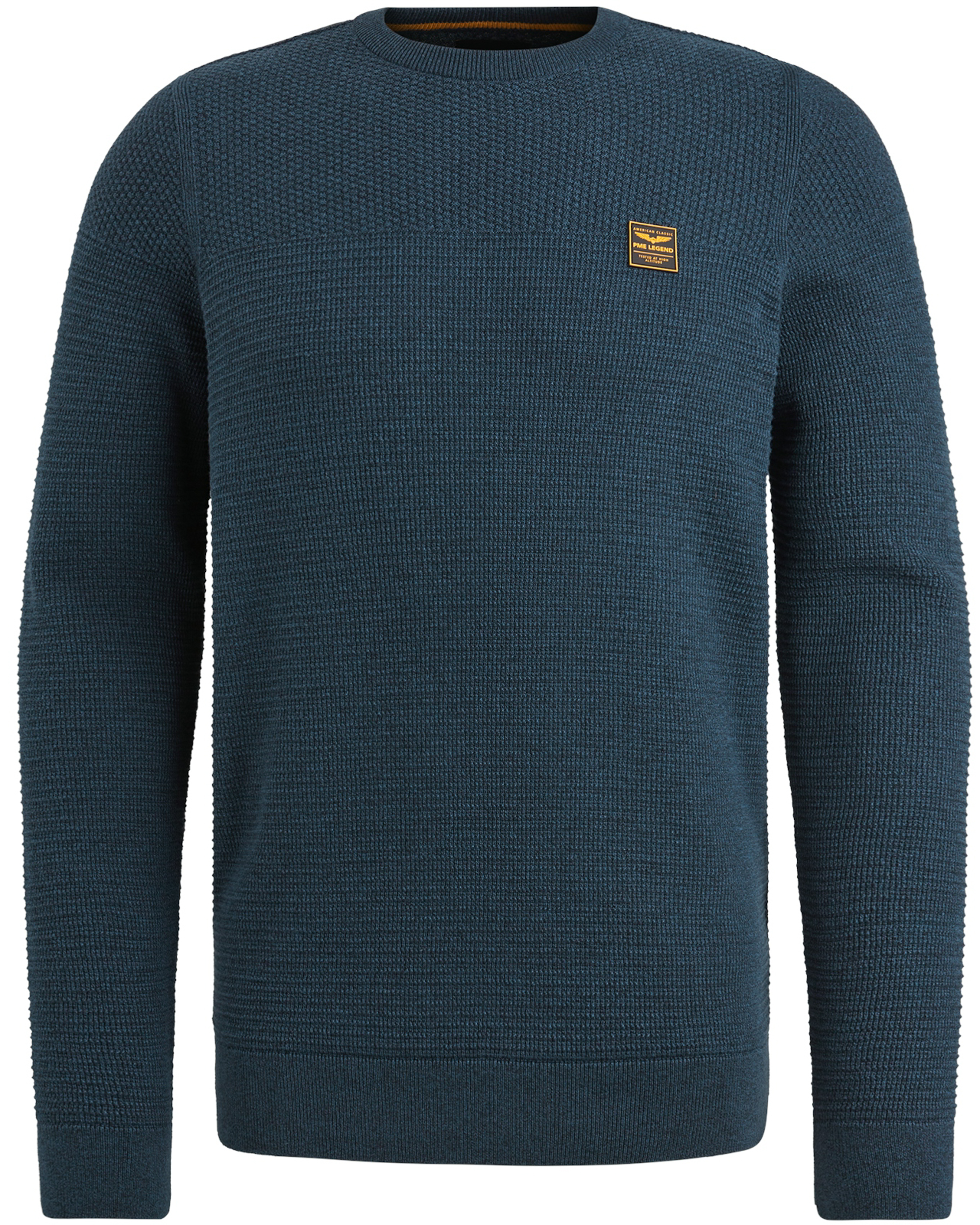 PME Legend Katoen Mouline R-Neck Pullover Blue Heren