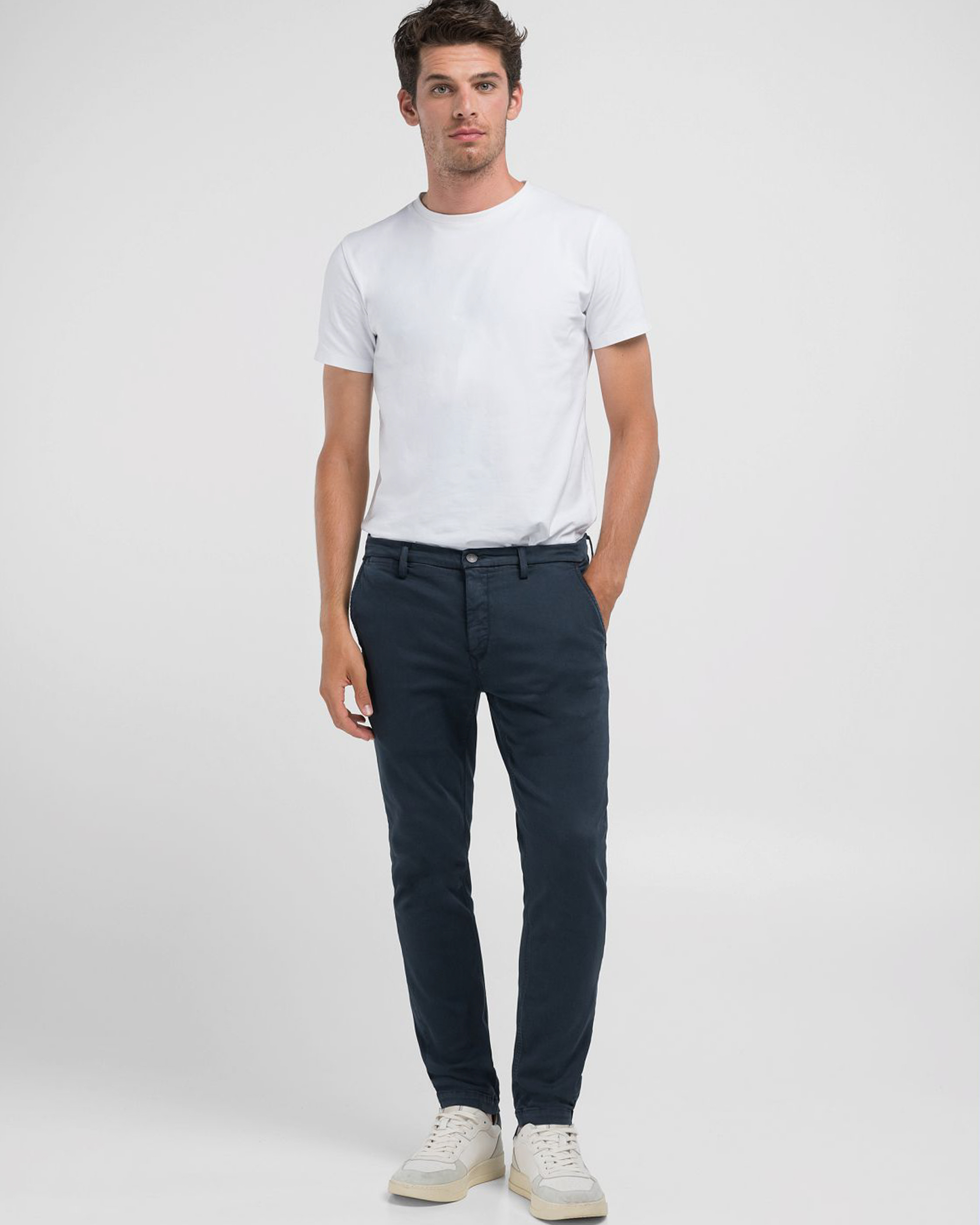 REPLAY slim fit chino ZEUMAR donkerblauw