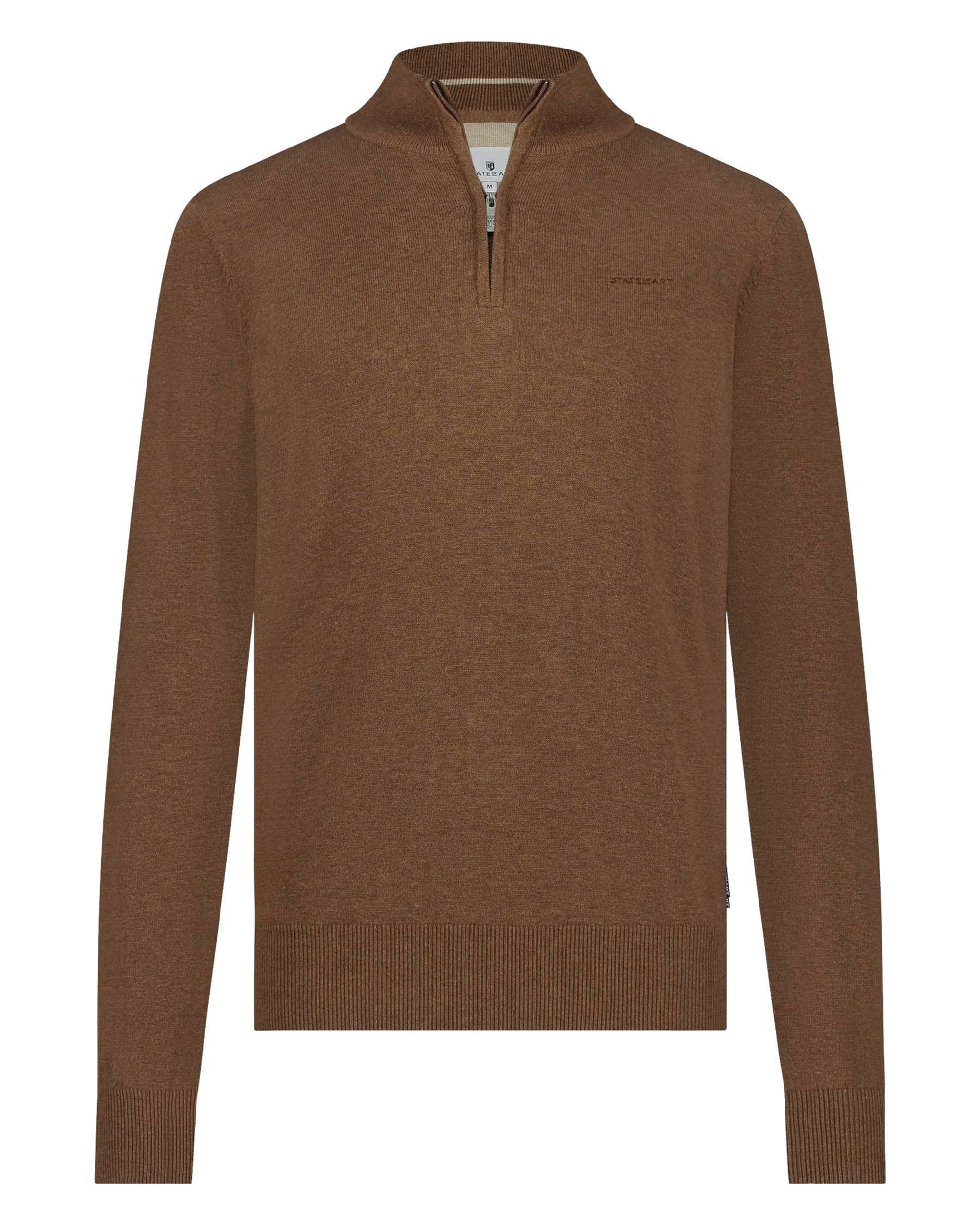 State of Art Half Zip Trui Hazelnut Bruin