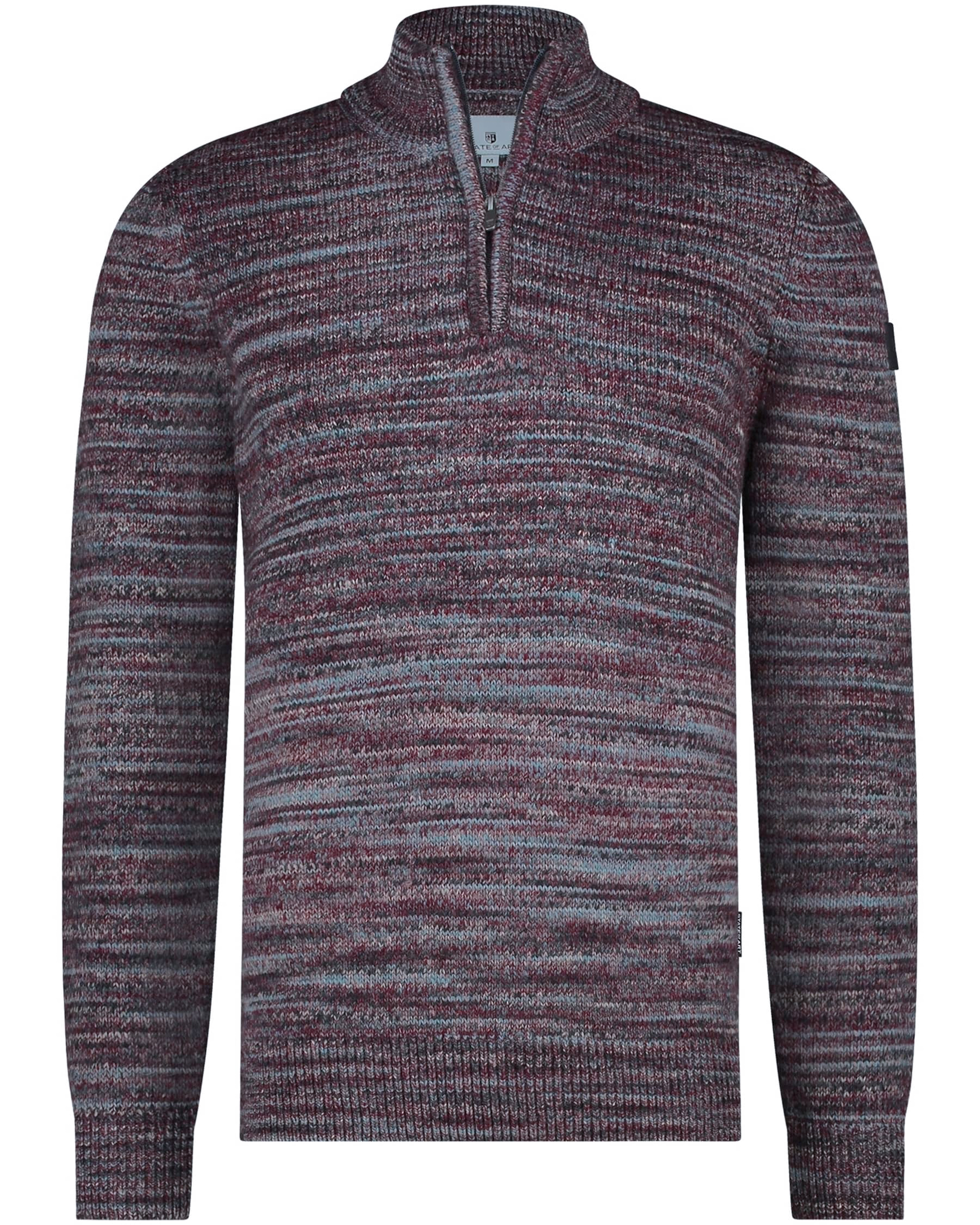 State of Art Half Zip Trui Melange Bordeaux