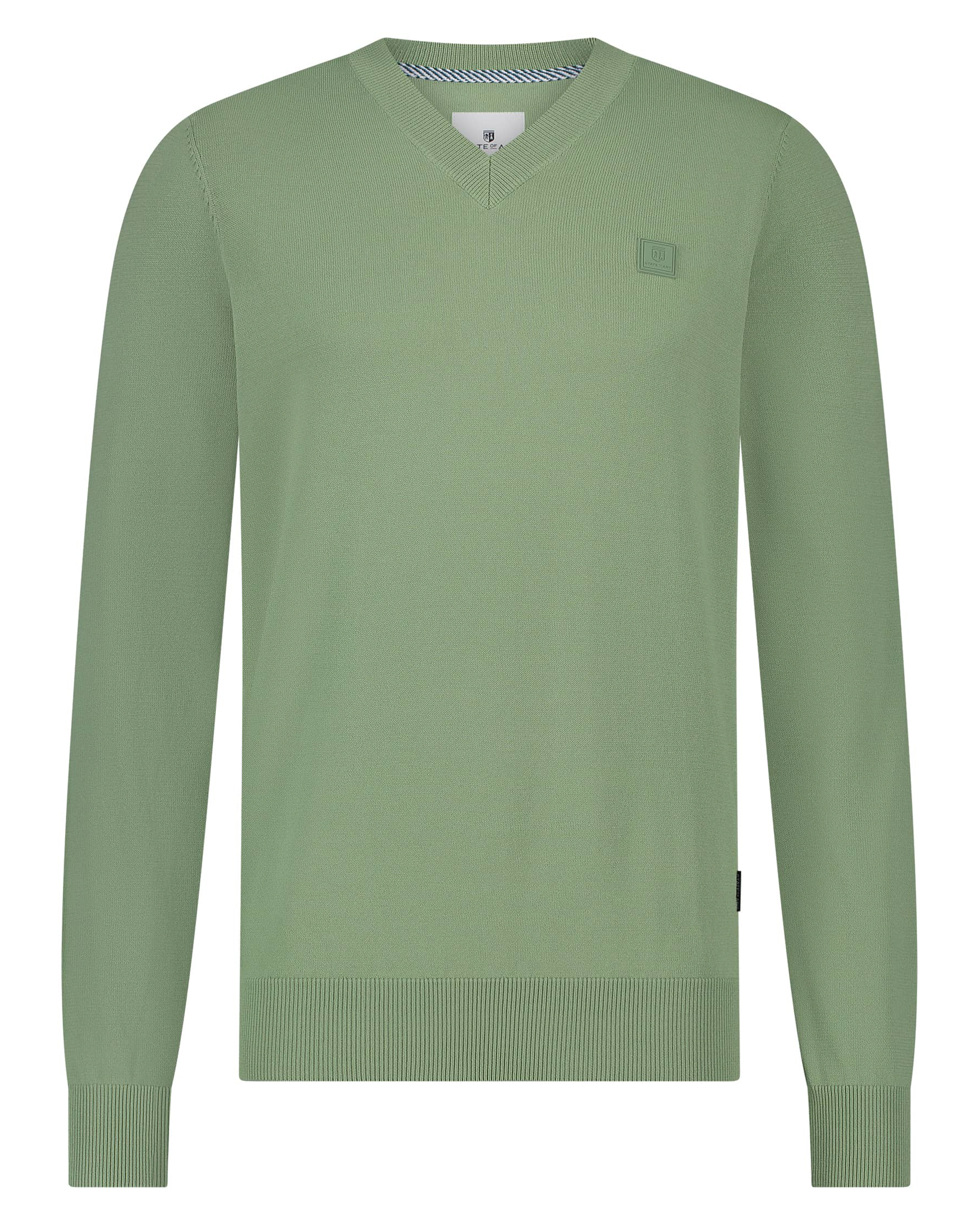 State of Art V-Neck Pullover Plai Green Heren