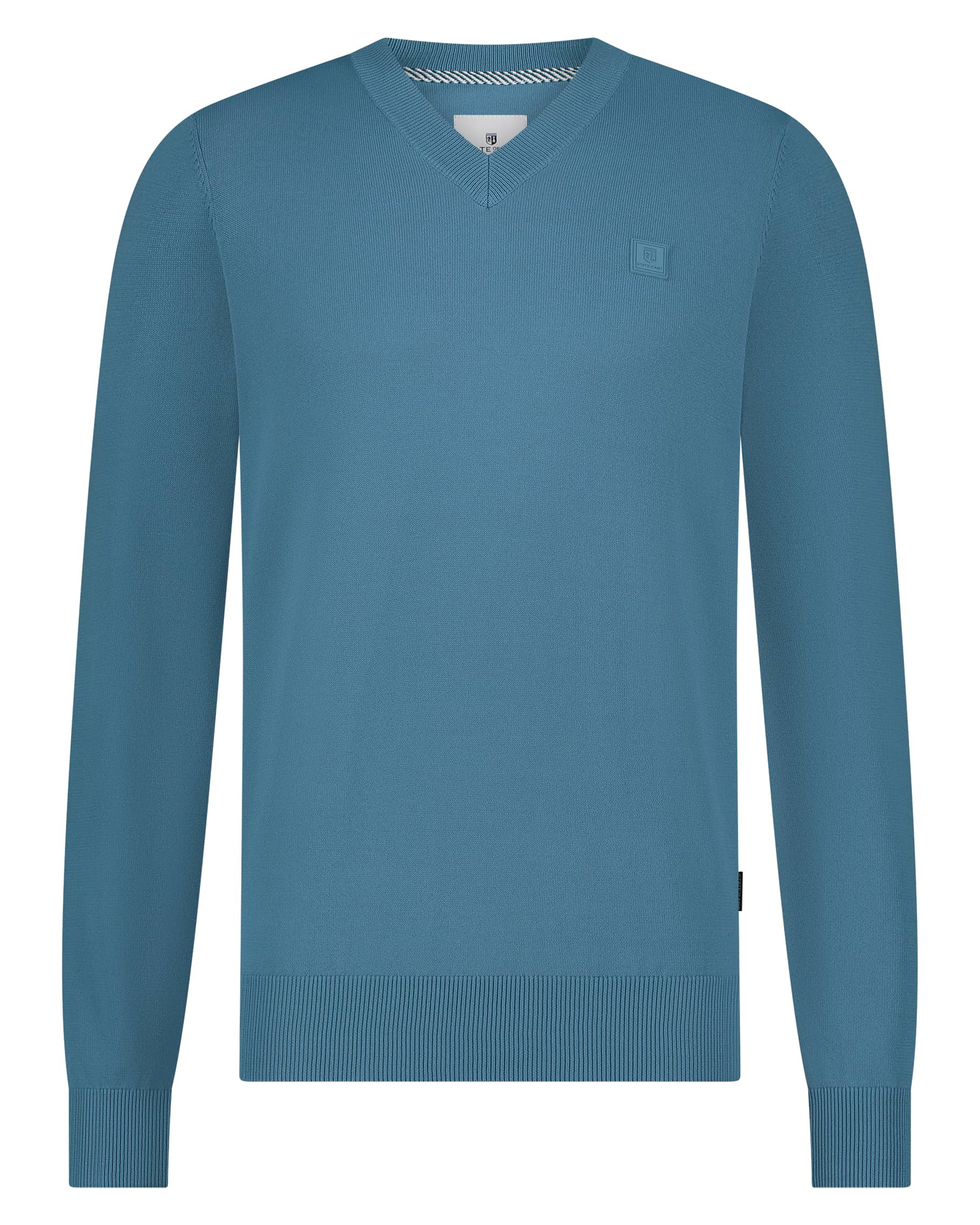 State of Art V-hals Pullover in Plain Stijl Blue Heren