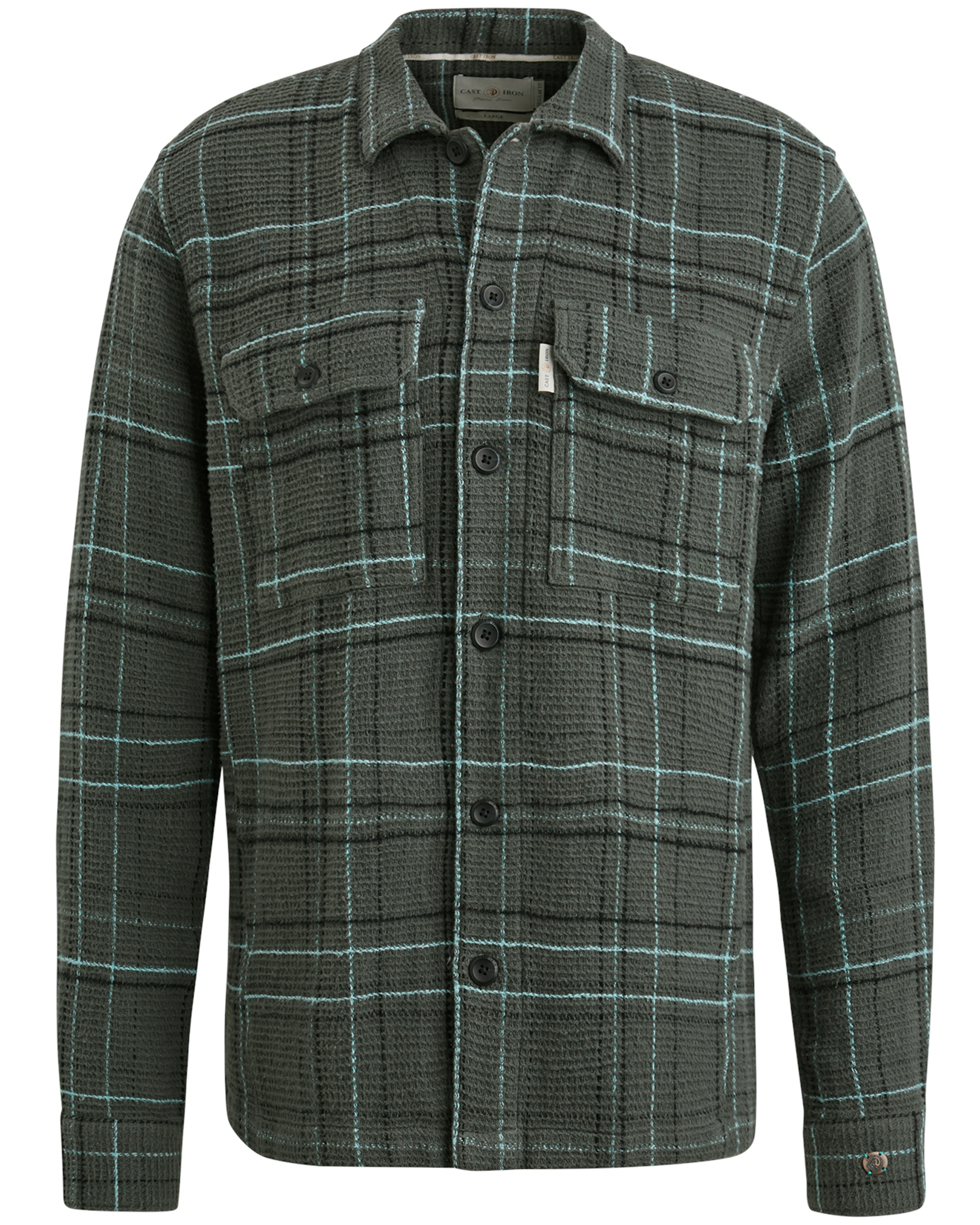 CAST IRON Heren Overshirts Long Sleeve Shirt Yd Check Regular Fit Groen