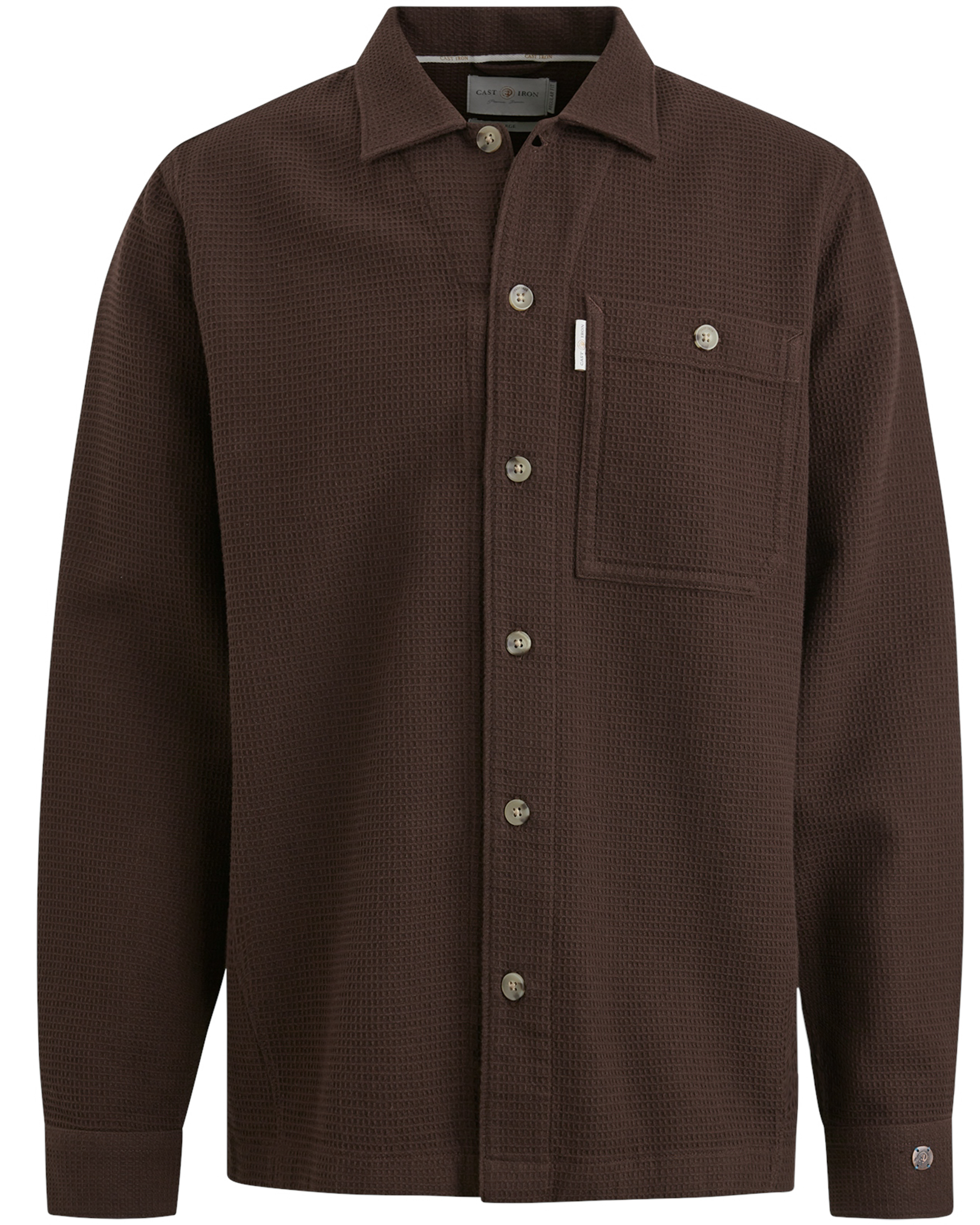 CAST IRON Long Sleeve Shirt Solid Regular Fit Bruin