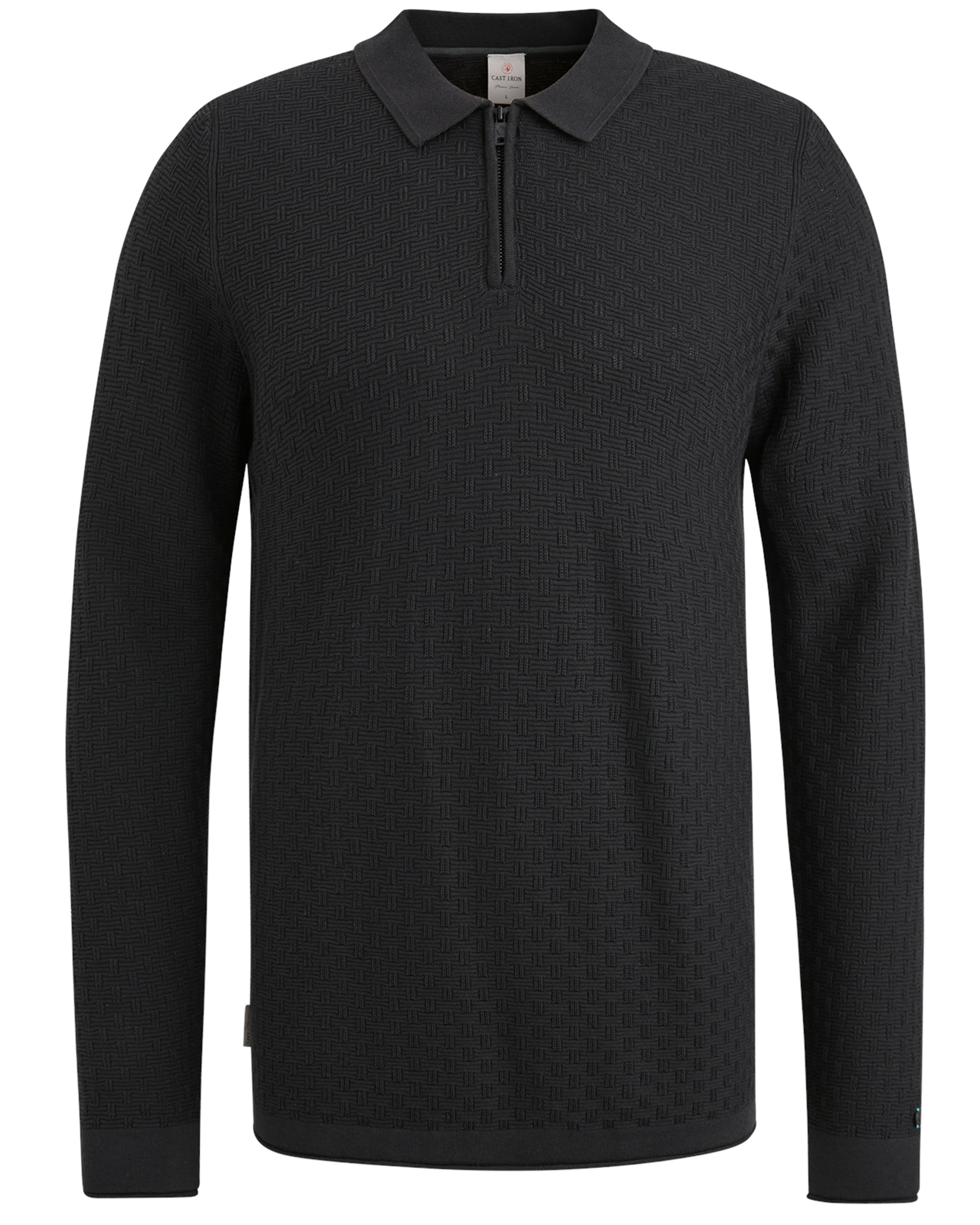 CAST IRON Heren Polo's & T-shirts Long Sleeve Polo Cotton Modal Zwart