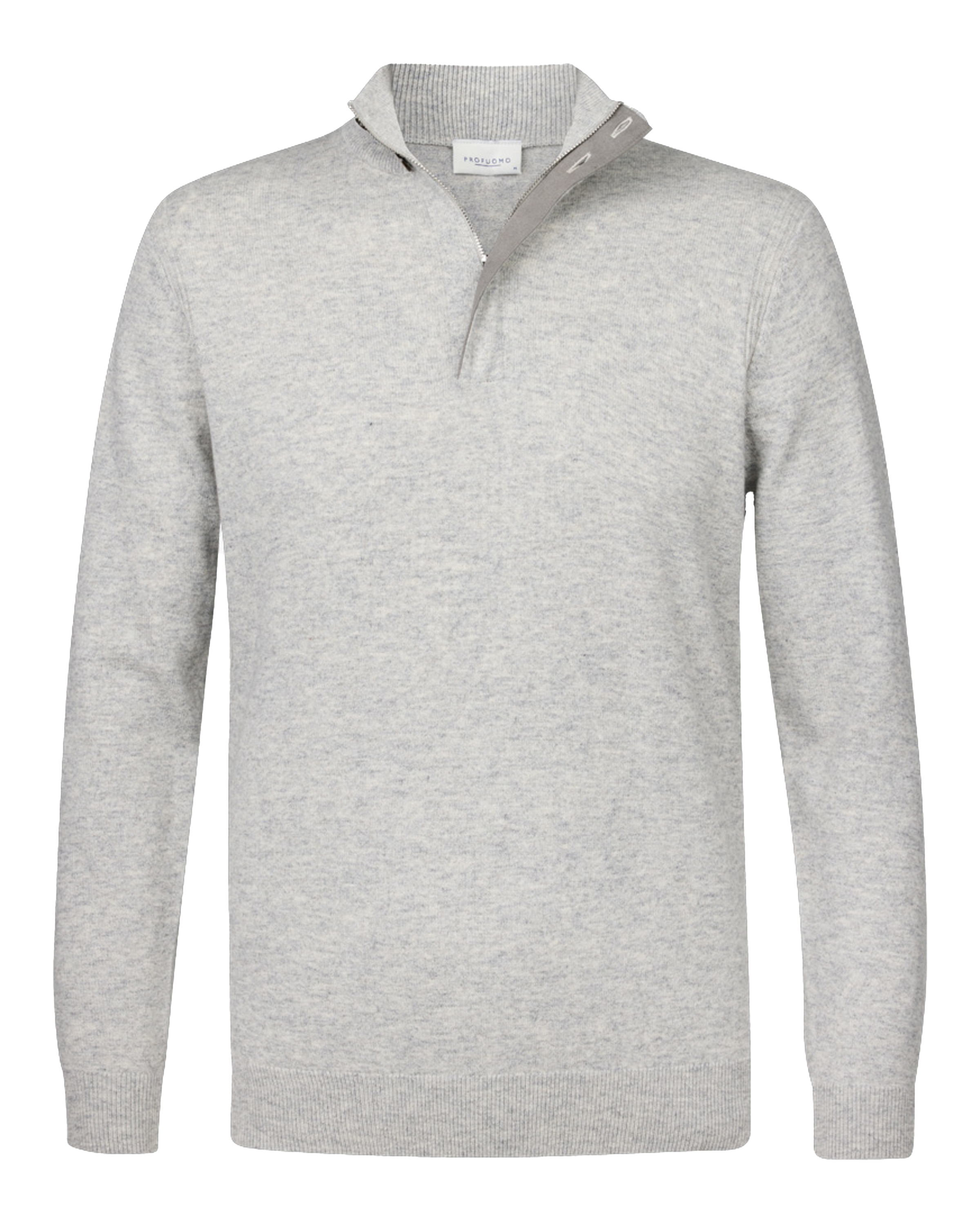 PROFUOMO Heren Truien & Vesten Pullover Half Zip Button Grijs