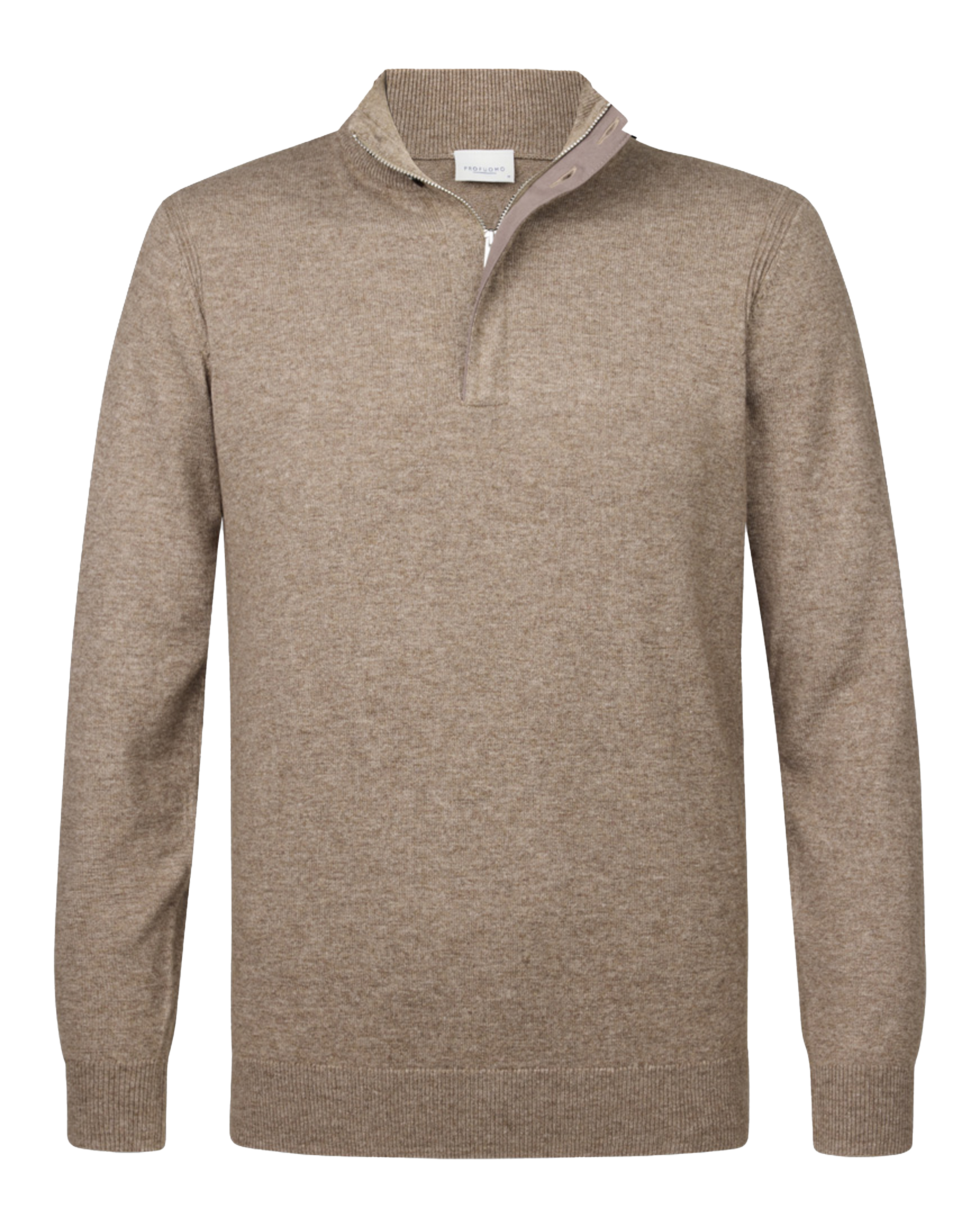 PROFUOMO Heren Truien & Vesten Pullover Half Zip Button Bruin