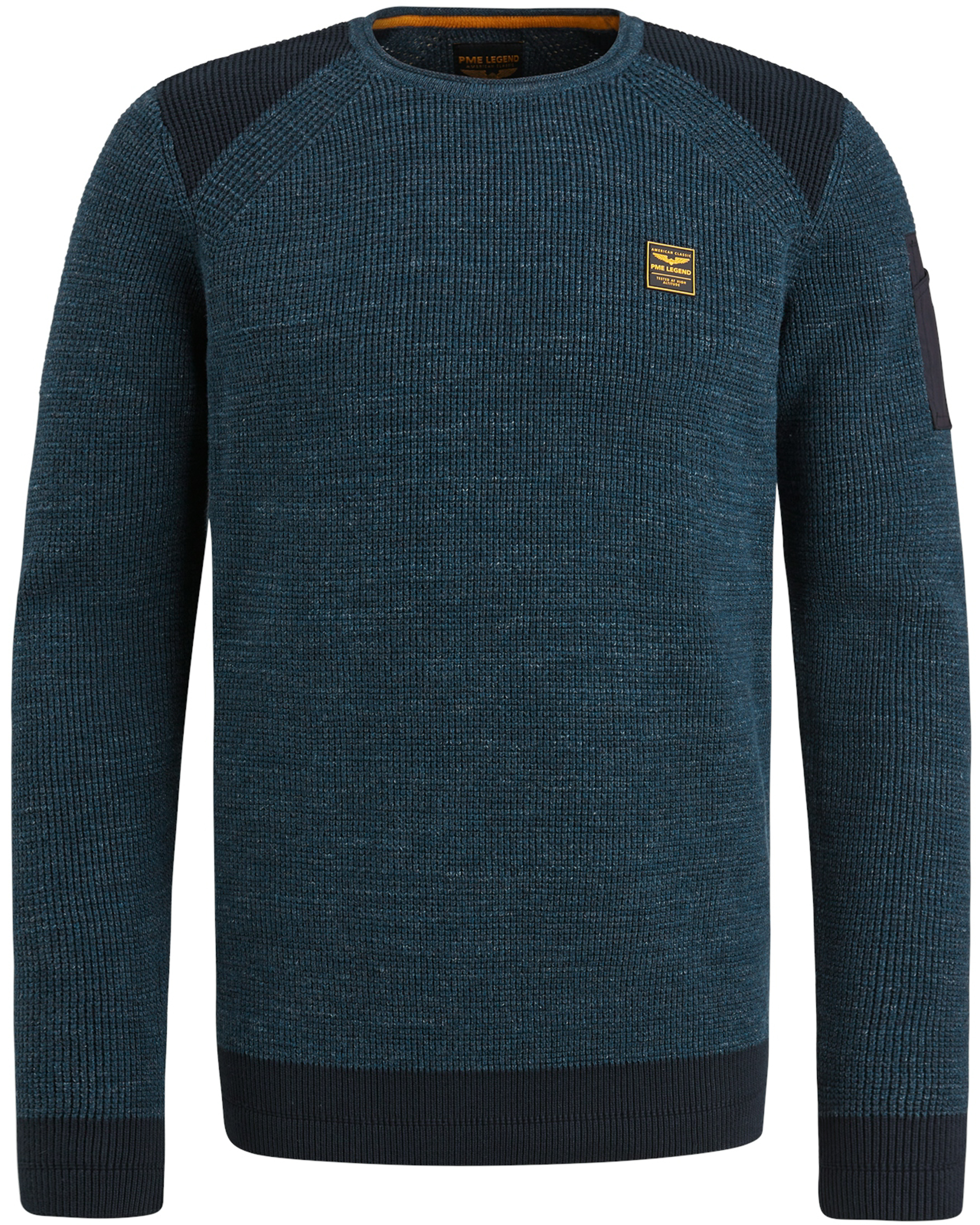 PME LEGEND Heren Truien & Vesten R-neck Cotton Rib Melee Knit Blauw