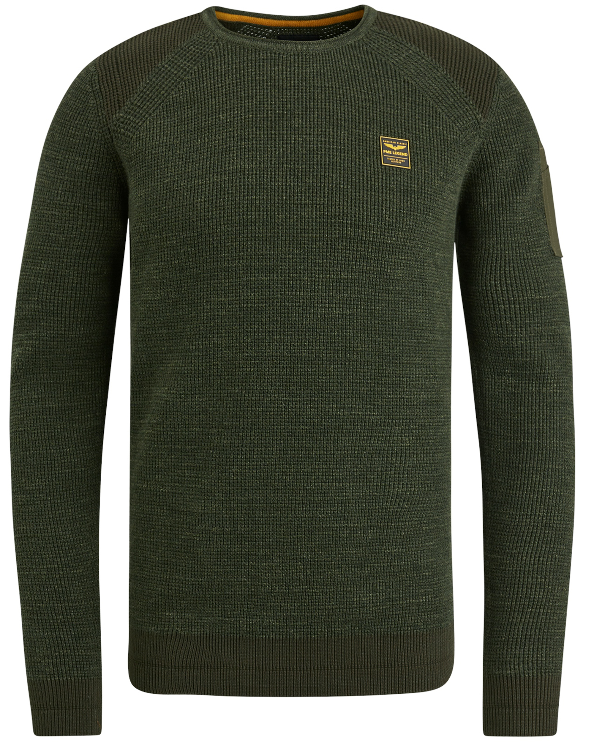 PME LEGEND Heren Truien & Vesten R-neck Cotton Rib Melee Knit Groen