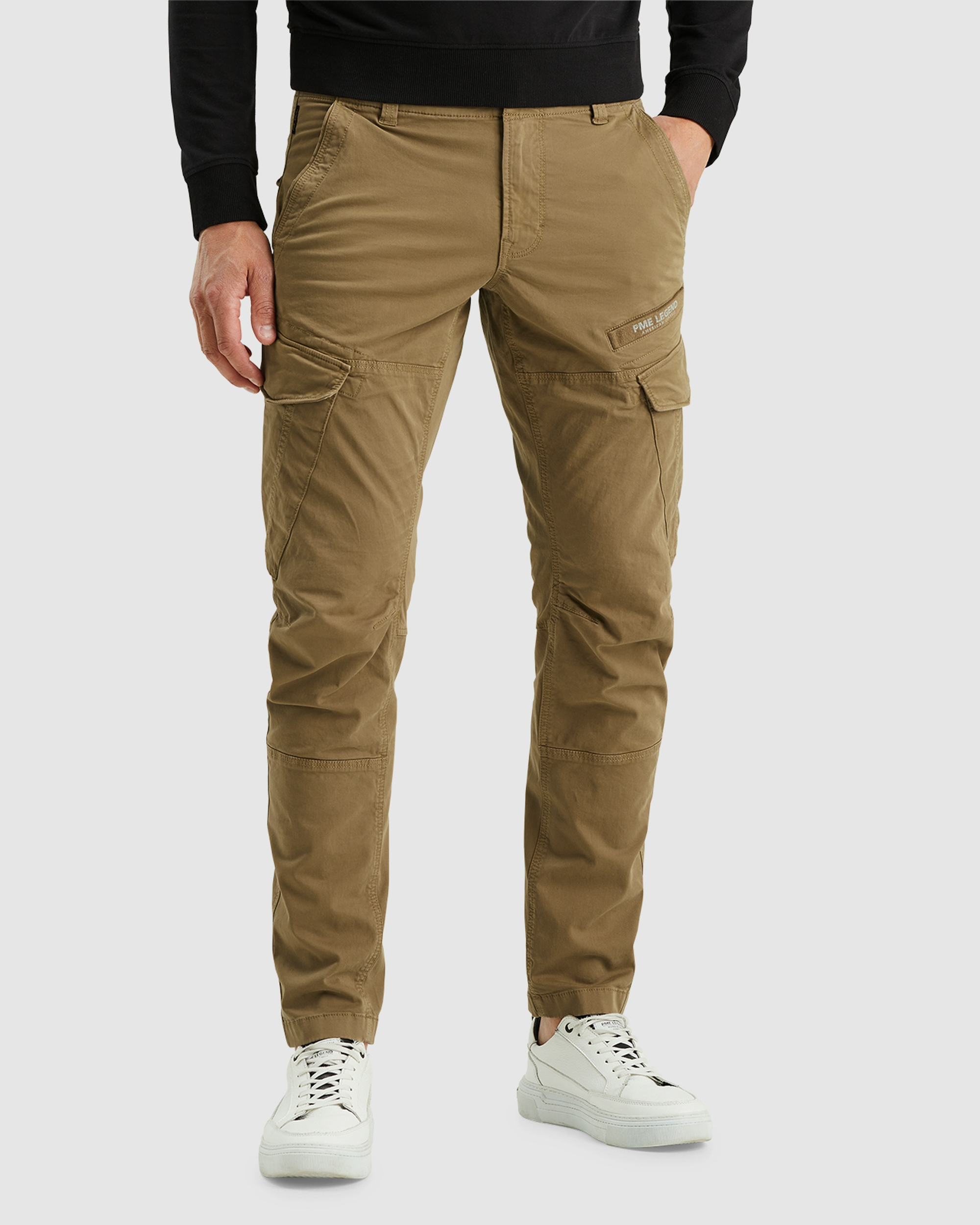 PME Legend Slim fit cargobroek met labeldetail model 'NORDROP'