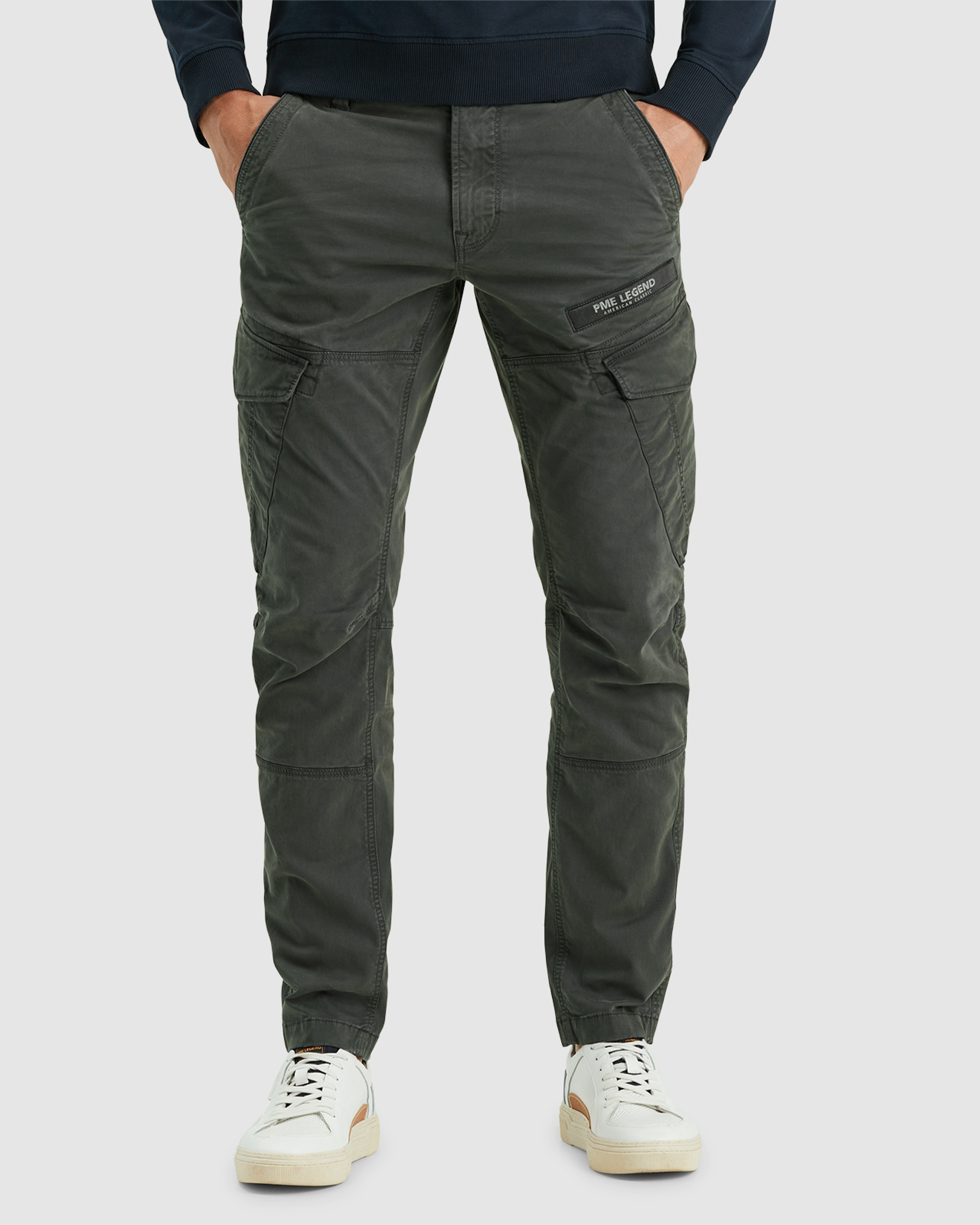 PME Legend Slim fit cargobroek met labeldetail model 'NORDROP'