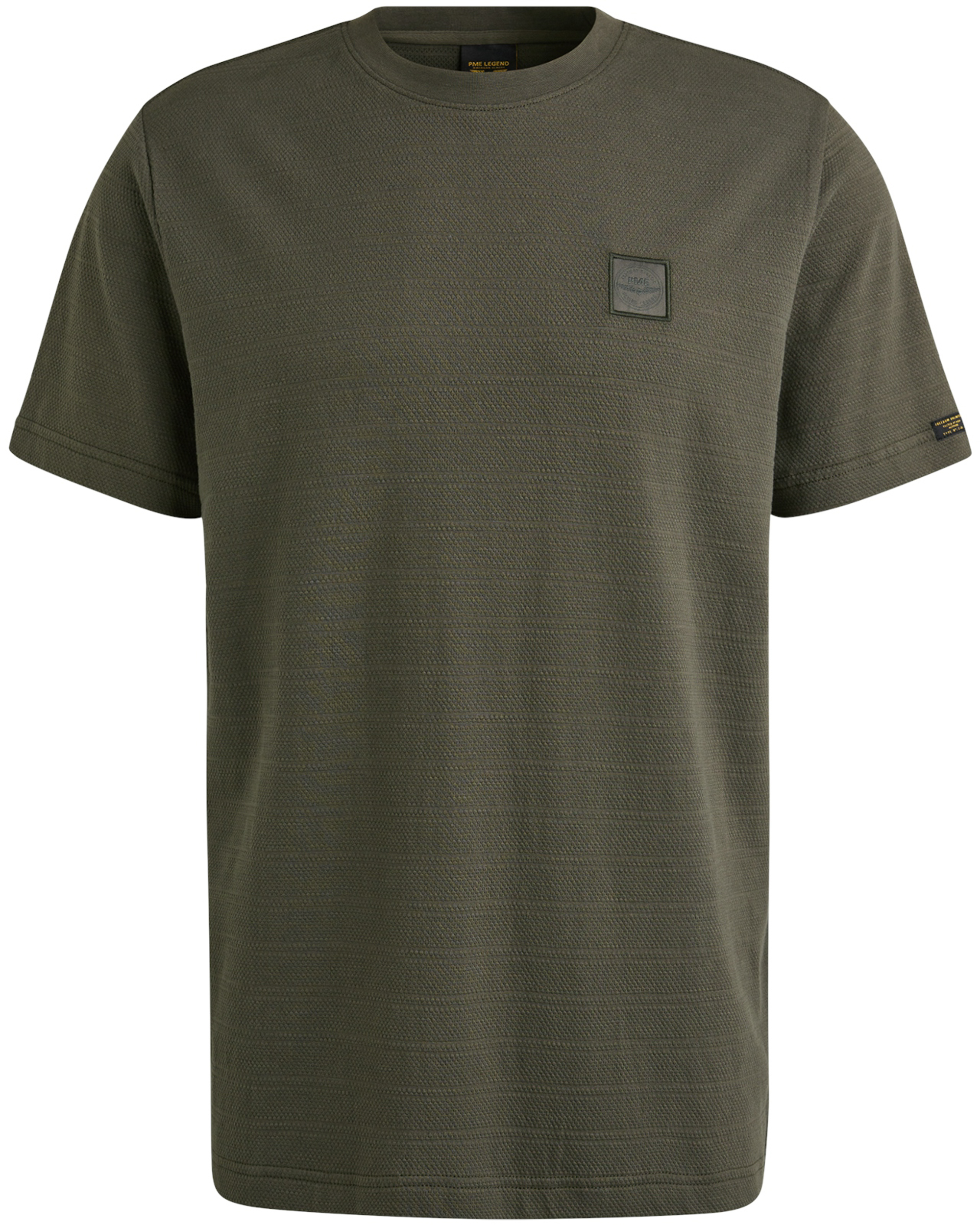 PME LEGEND Heren Polo's & T-shirts Short Sleeve R-neck Jacquard Stripes Groen