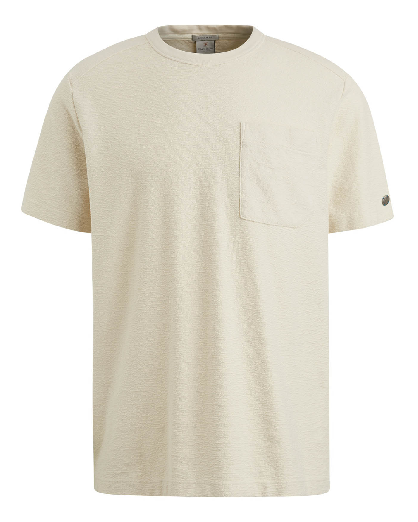 CAST IRON Heren Polo's & T-shirts Short Sleeve R-neck Regular Fit Structure Cotton Beige